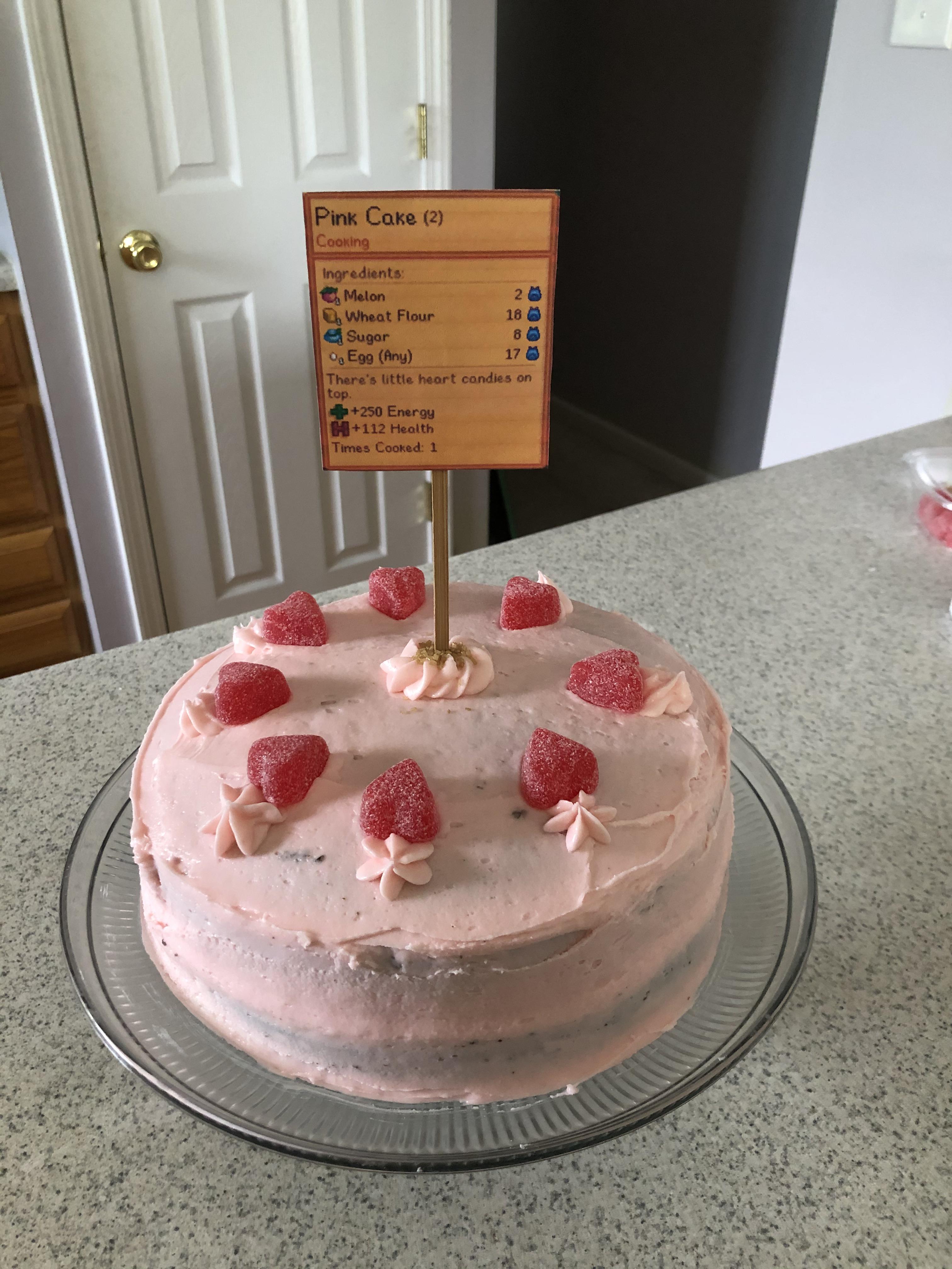 Saw Someone Else On Here Make A Pink Cake So I Decided To Make One For My  Boyfriend's Birthday🍰 : StardewValley