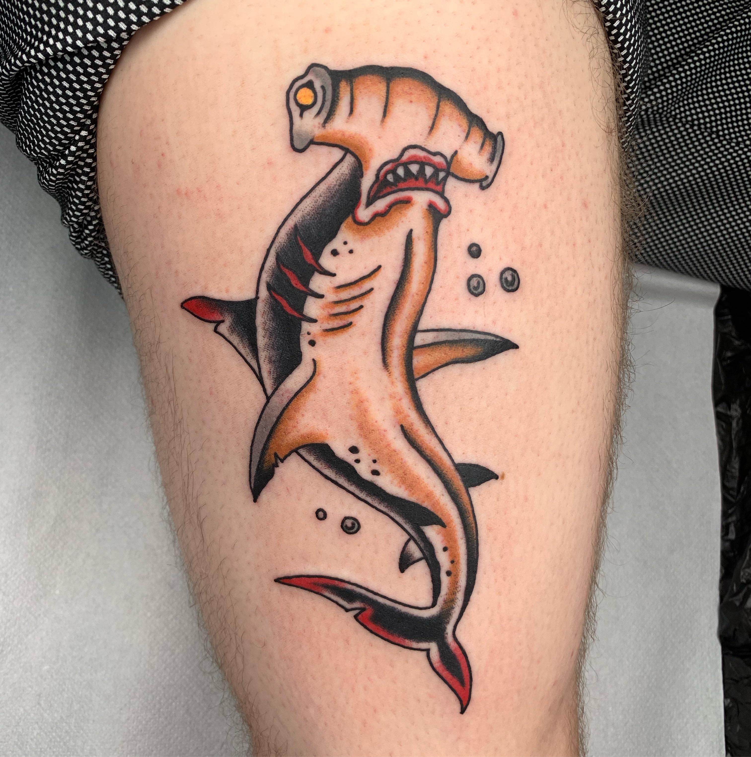 Traditional hammerhead shark tattoo lucky bamboo tattoo on x: