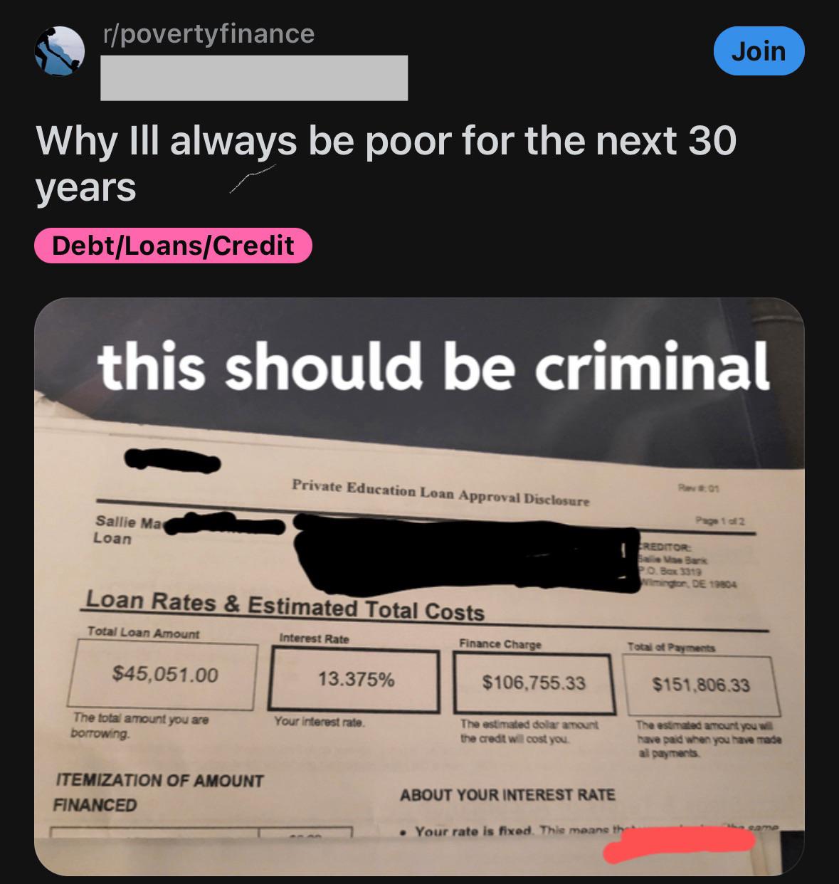 To my fellow gen-z: a quick heads up - dont sign loans like these : rGenZ