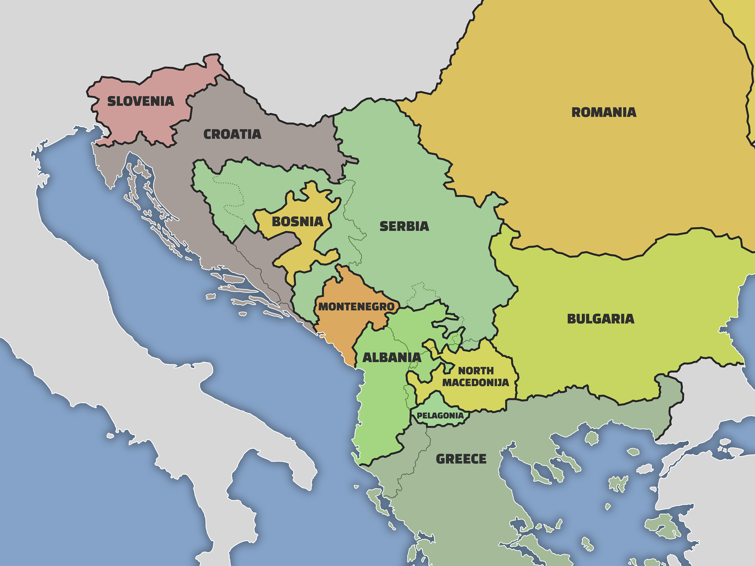Map Balkan Nations 