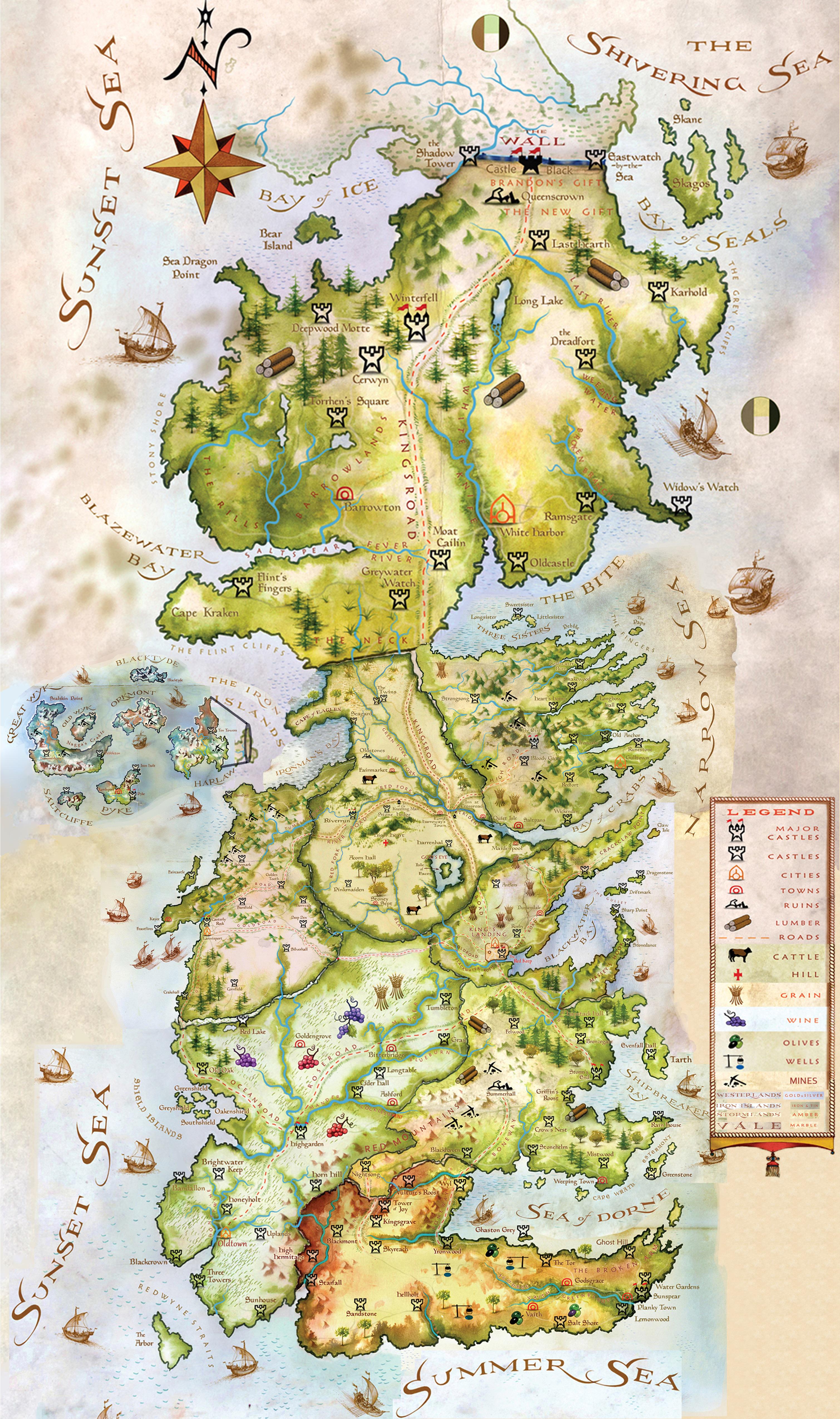 I Edited An HD Fully Colored Westeros Map Using Official Maps From.