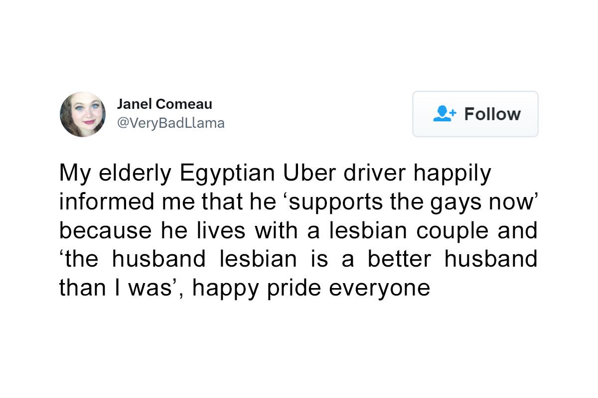 The husband lesbian is a better husband than I was : rBrandNewSentence