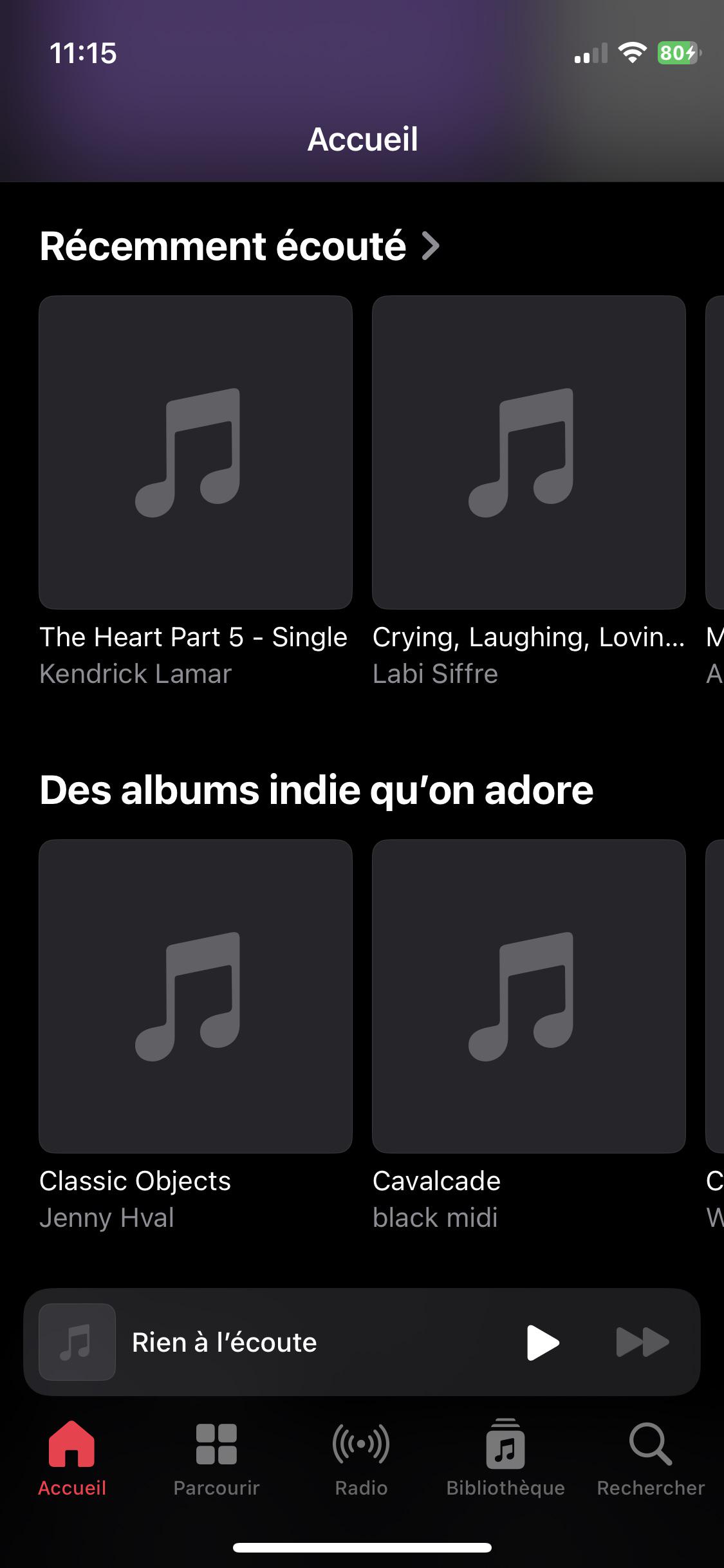 No album art showing at all