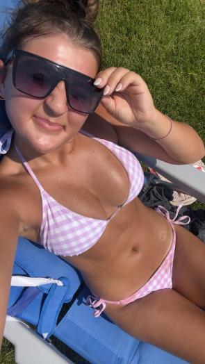 Pink gingham style bikini