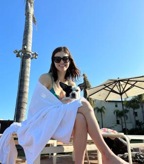 Alex and Her Dog Eunice at the Pool – IG April 2023