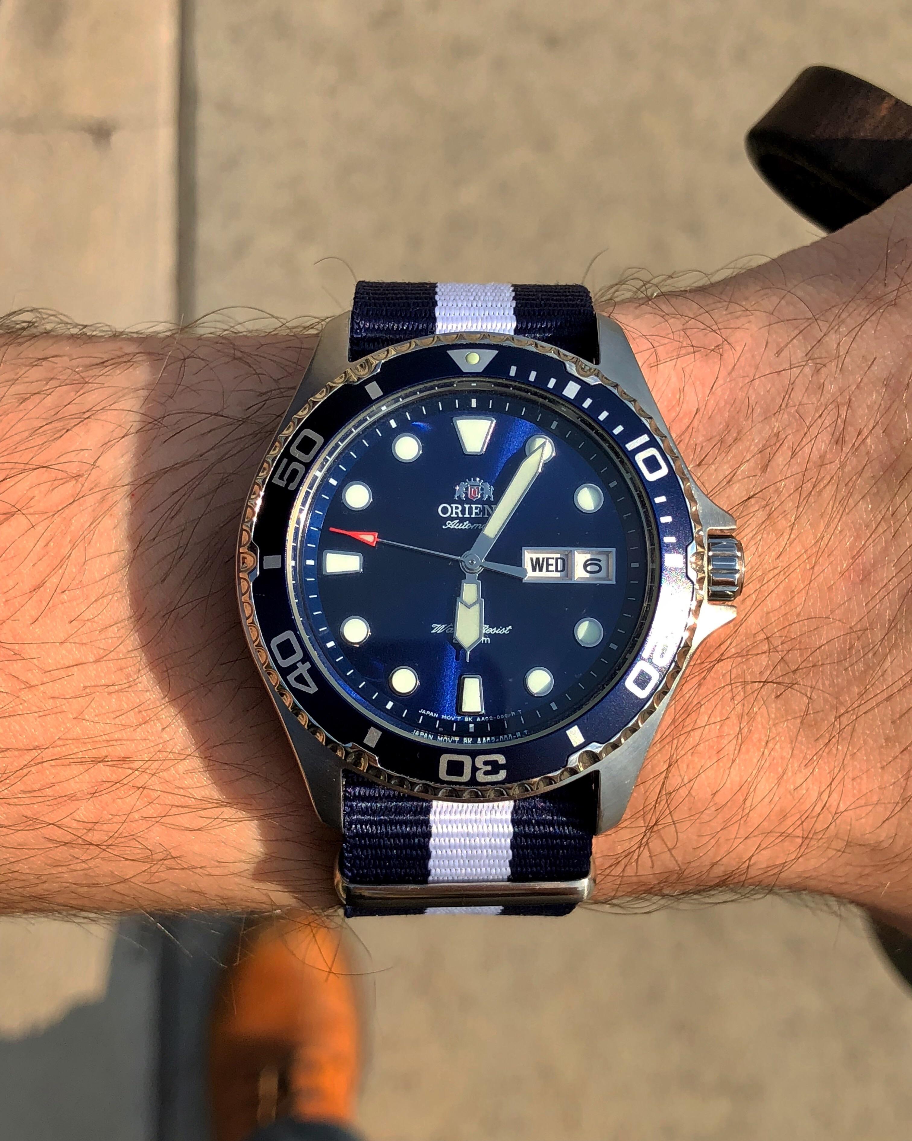 I have an orient ray ii in blue and i've really got into nato straps. Orient Ray II Got the perfect NATO band and took out