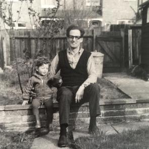 Here’s my granddad Moss with my mum. He was the youngest of 14 and as a little boy he was at the battle of cable street rolling marbles under the horses hooves. He worked hard as an electrician for 55 years to provide for his 6 children and was always singing songs and telling jokes.