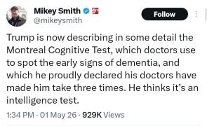 I aced the dementia test, so I’m basically a genius