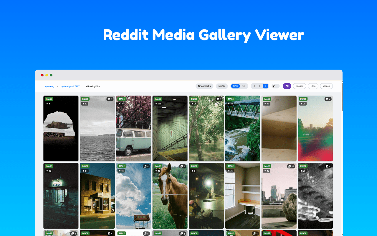 Turns any subreddit or user profile into a beautiful, modern media grid gallery : rchrome_extensions