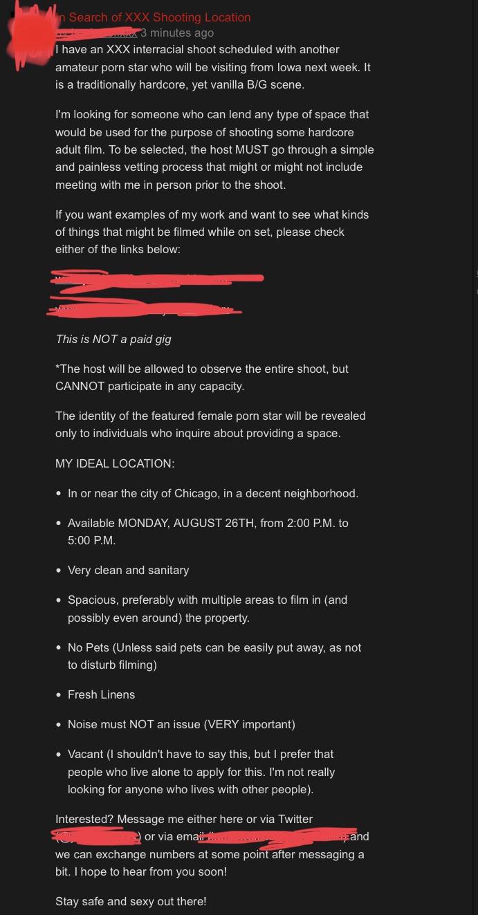 NSFW] Let me shoot a porno in your place for free, and clean up after me! :  rChoosingBeggars