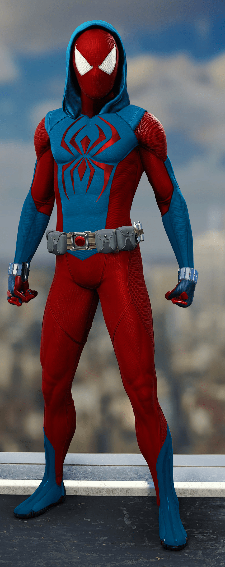 Edit of the Ben Reilly: Scarlet Spider suit as Spider-Man PS5 skin. Perhaps  one of the most controversial and under-appreciated outfits, but here it is  anyways. I made some adjustments to it, (