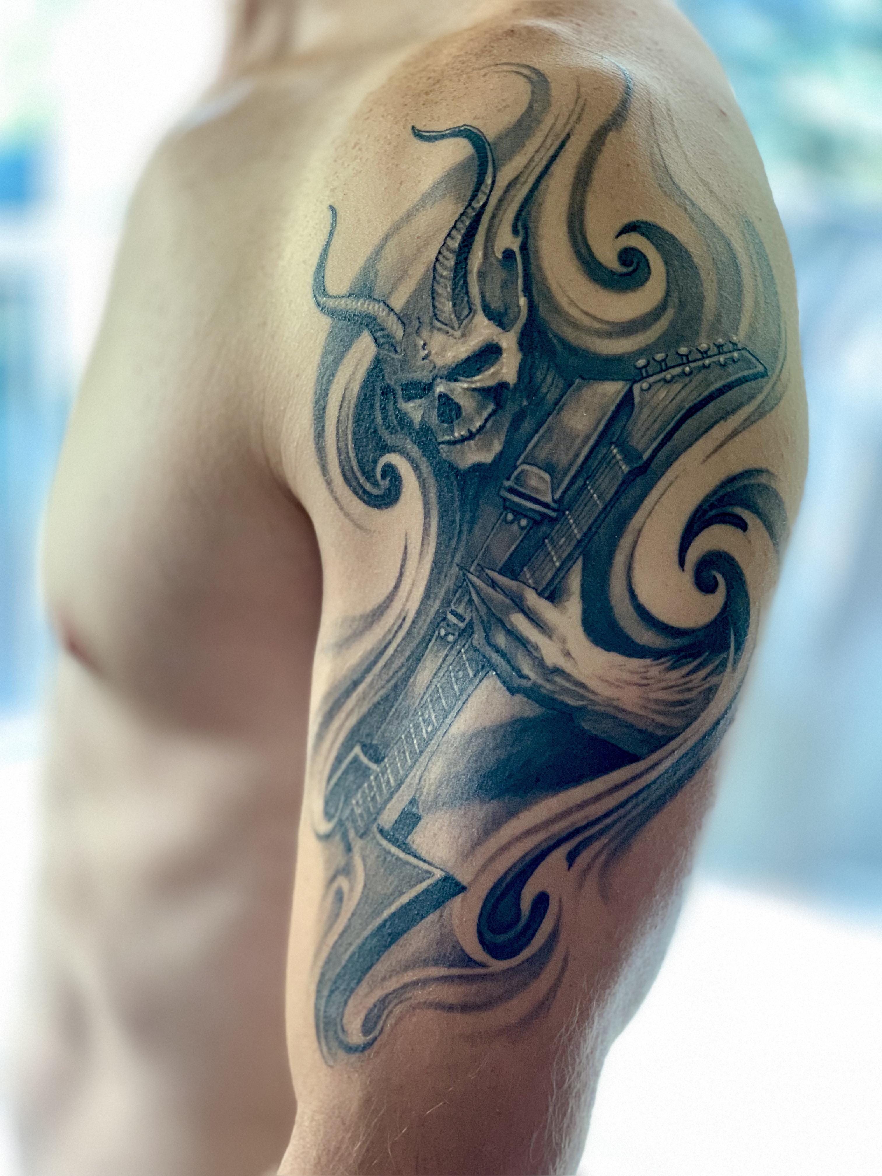 My Healed Demon Guitarist By James Strickland At Seven Tattoo Las Vegas Tattoos