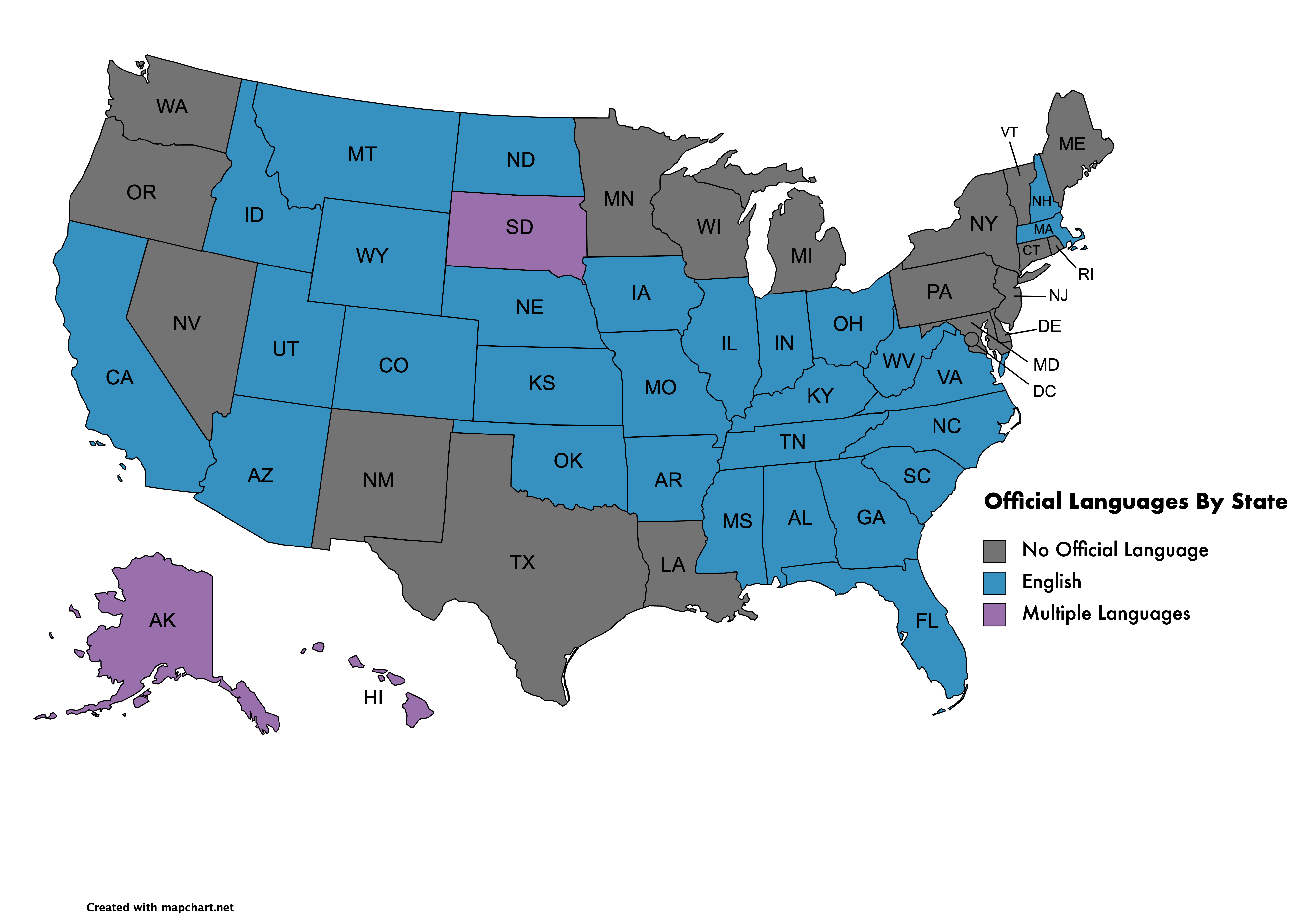 English Official Language Map 