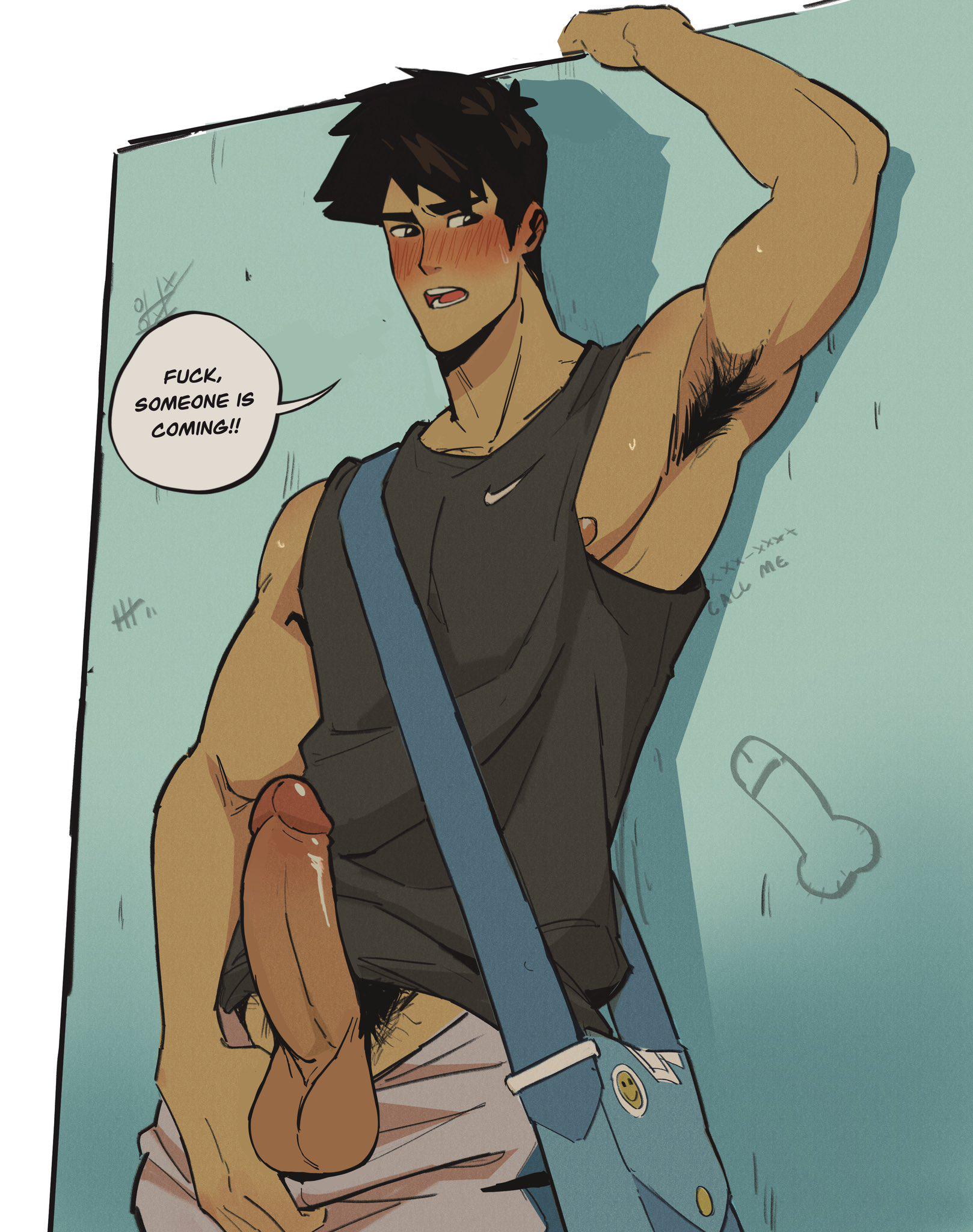 Jerking off in the school bathroom (By touma_art2) : rrule34gay