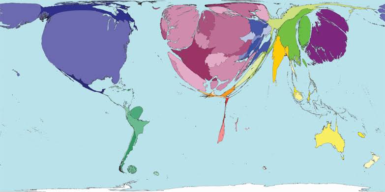 Anamorphic Thematic Map The Volume Of Scientific 