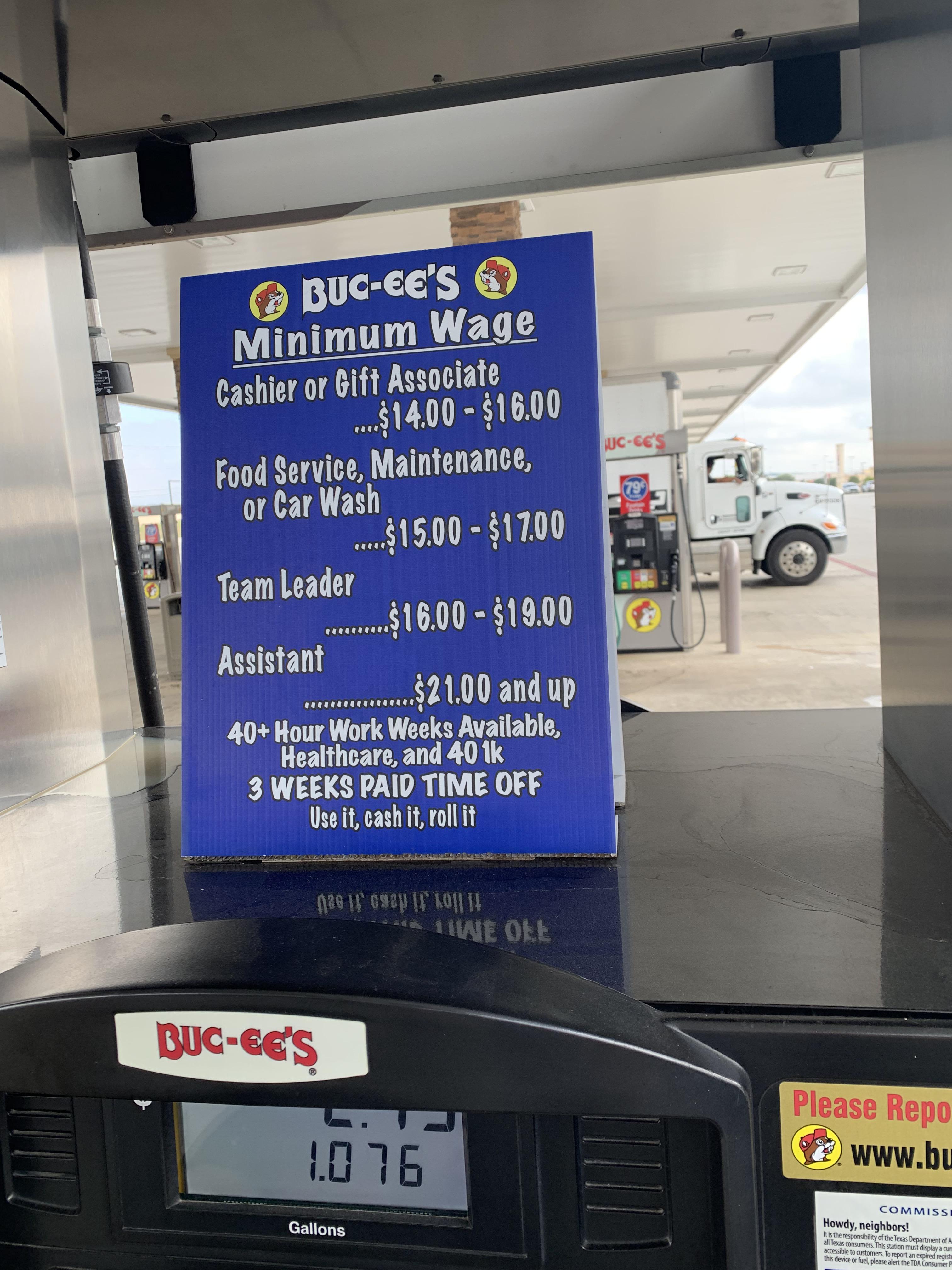 bucees minimum wage rtexas on buc ee's car wash manager salary