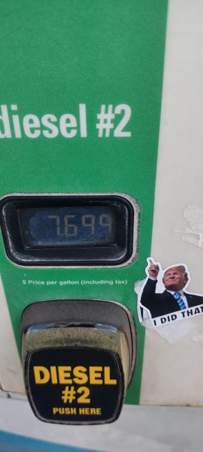 The price of diesel in Lincoln, CA.