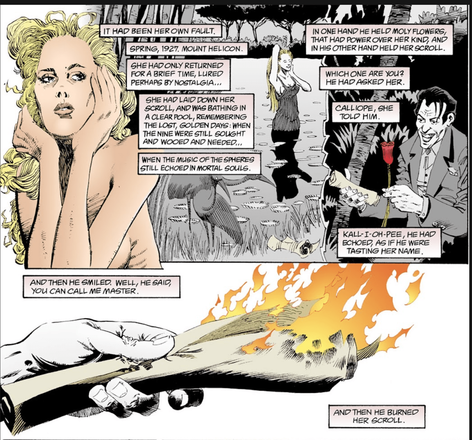 Life imitates art - the writer captures Calliope while shes bathing and  tells her to call him master : rneilgaiman