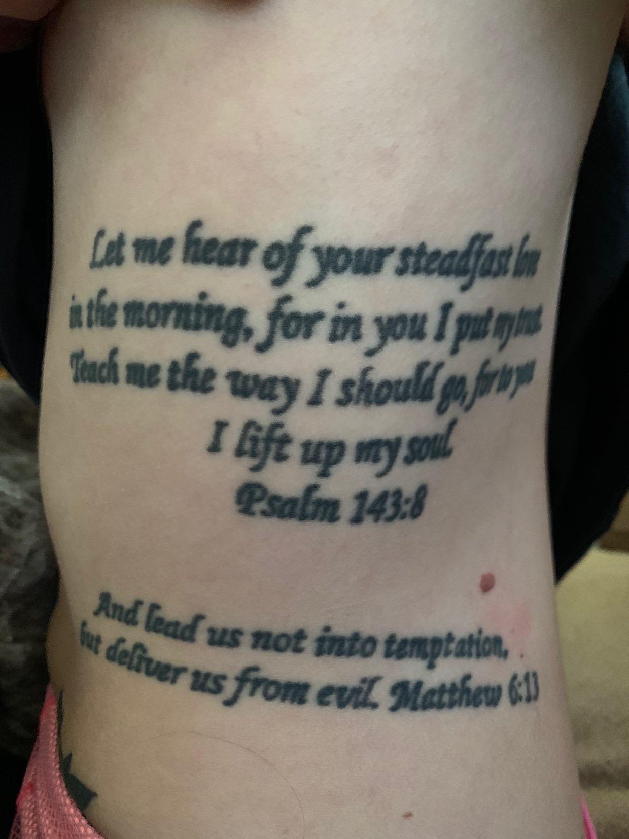 Bible verse tattoos on ribs
