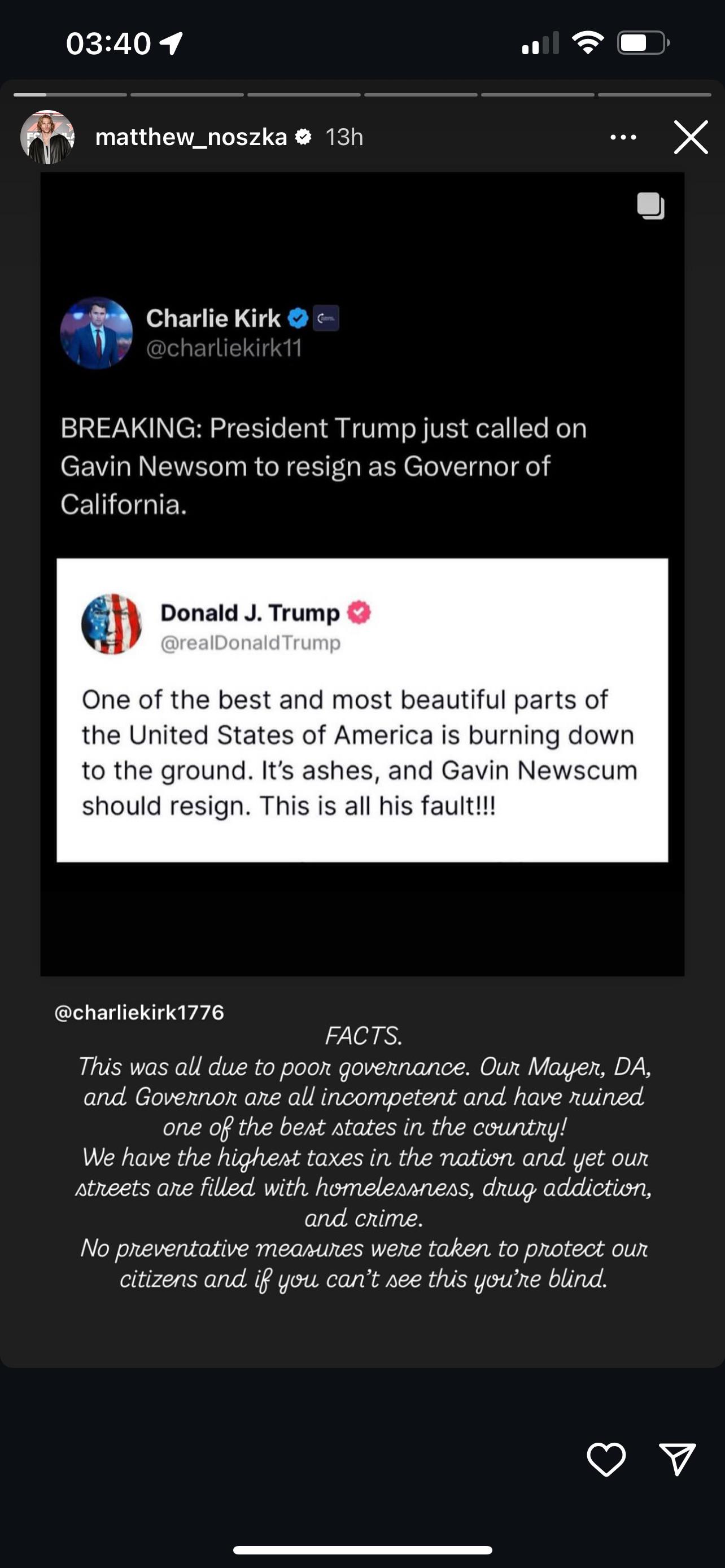 Matthew Noszka (Innanas BF) is now a trump supporter : rLAinfluencersnark