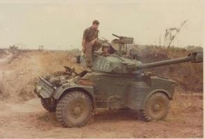 South African Eland armoured car – from the Rhodesian Security Forces, used during Operation Miracle – against ZANLA insurgent bases in Mozambique, c. September 27th – October 6th, 1979. [960 x 657]