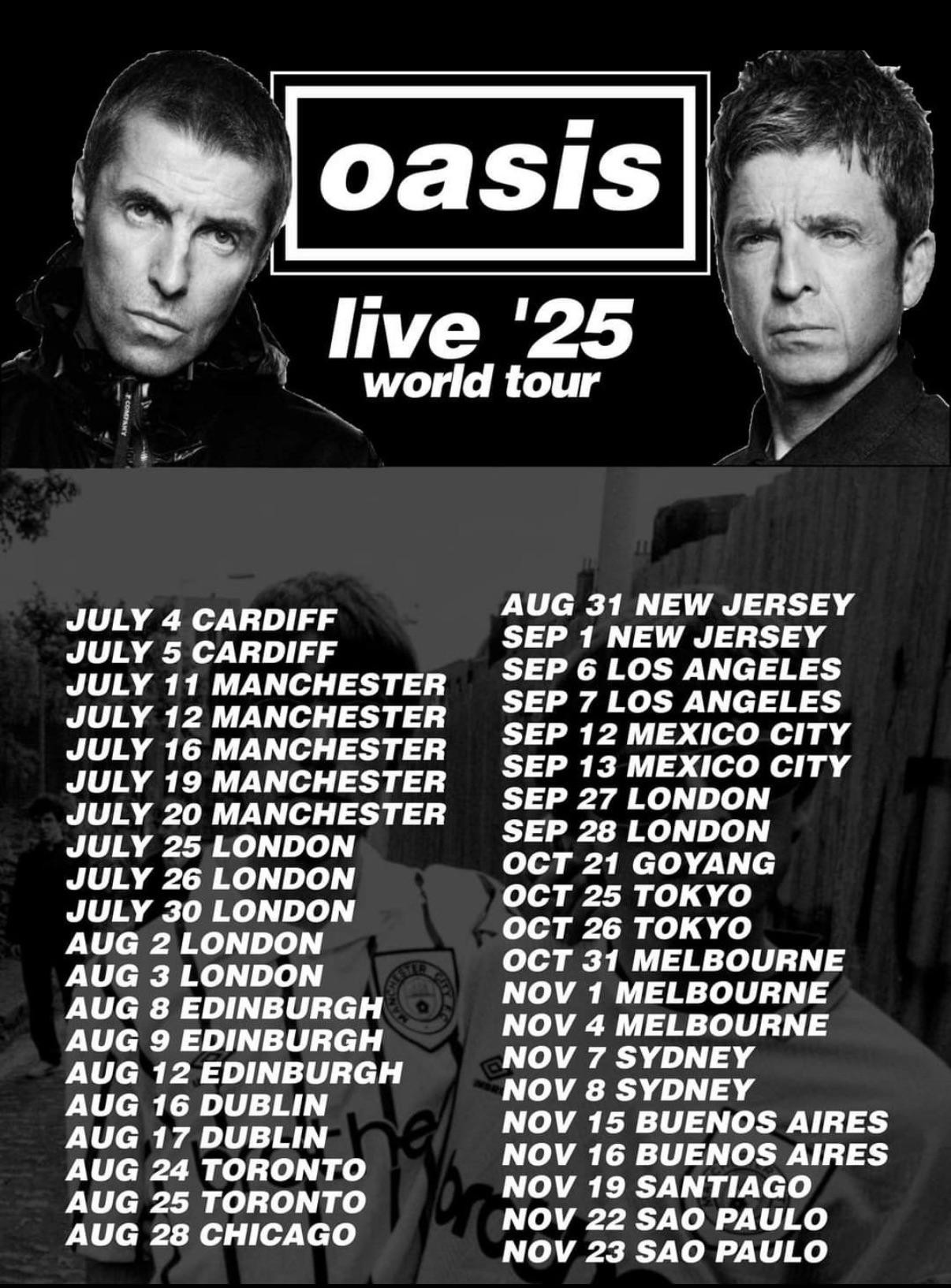 Oasis World Tour 2026 Com 