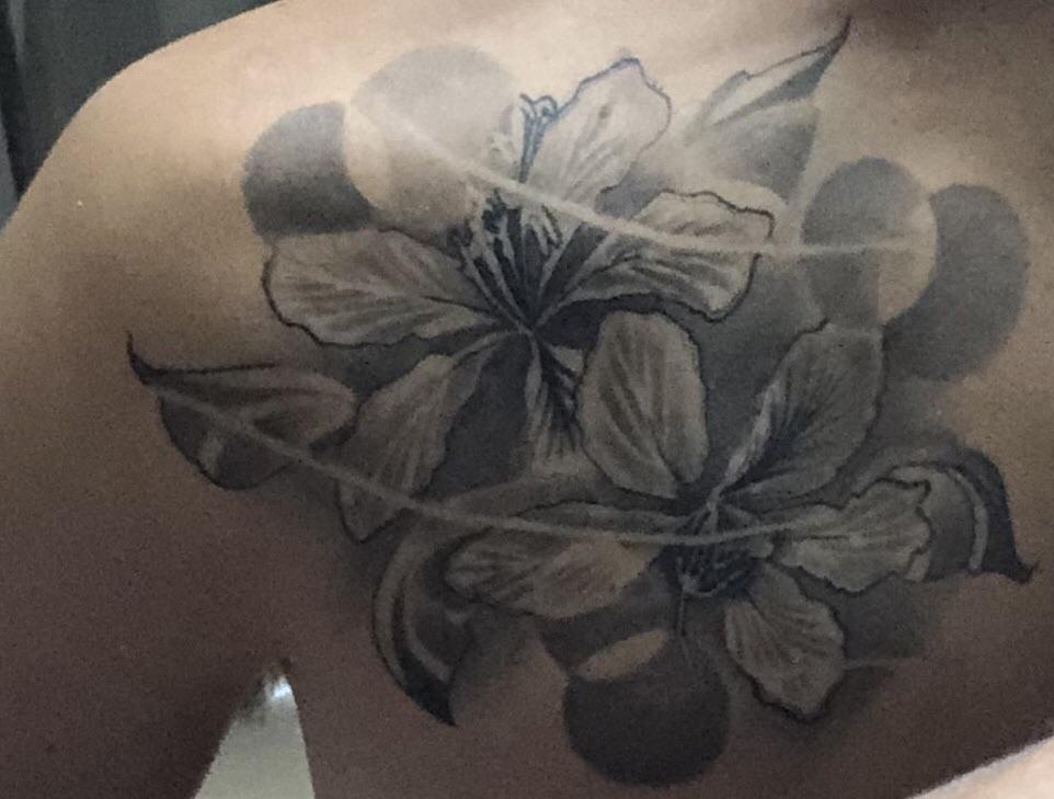 Black And Grey Hong Kong Orchids Shane Pease Tall Tattoo Chicago Il Tattoos