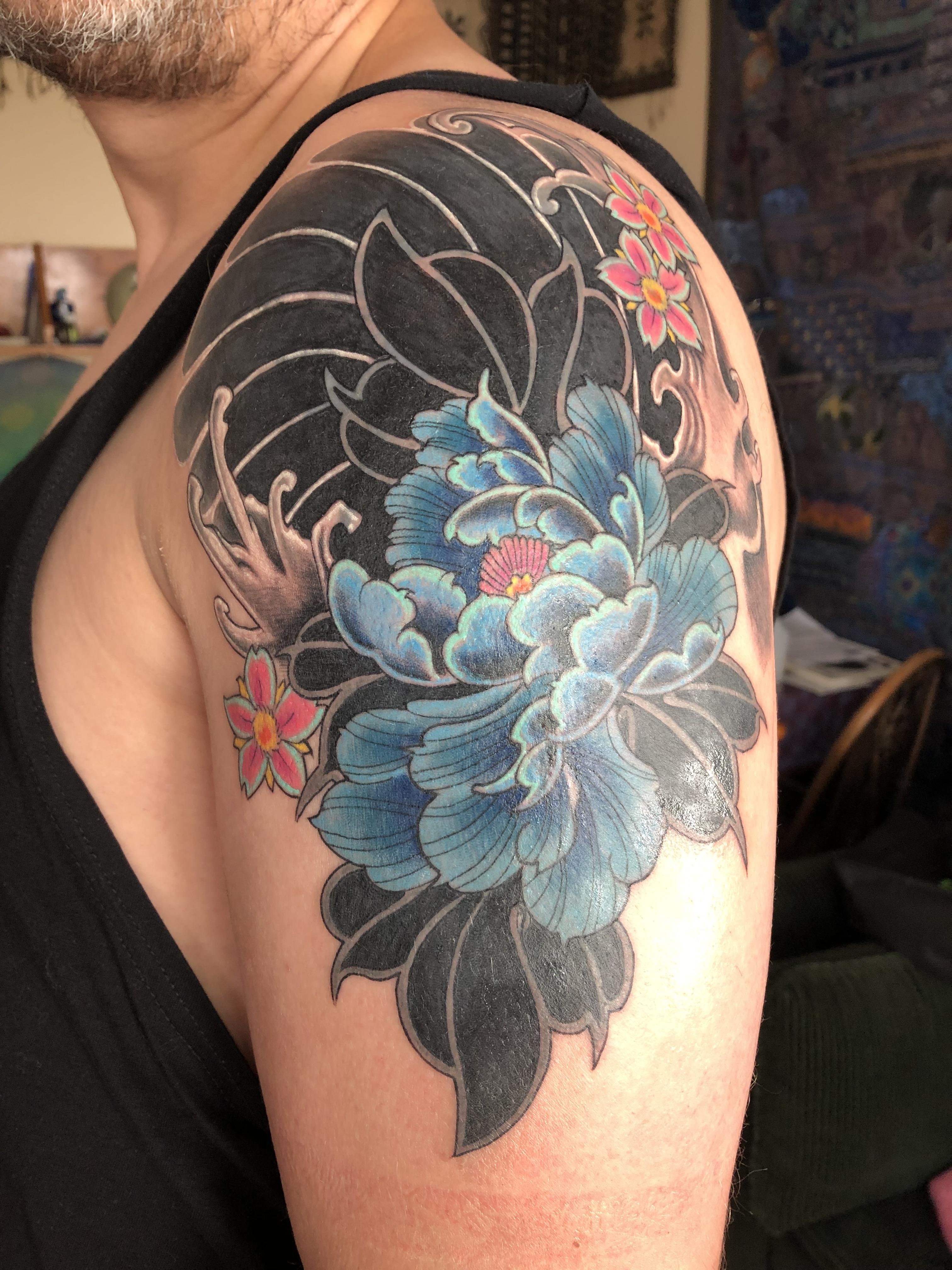 Japanese Style Coverup By Damian Sinatras Custom Tattoos Wellington New Zealand Tattoos