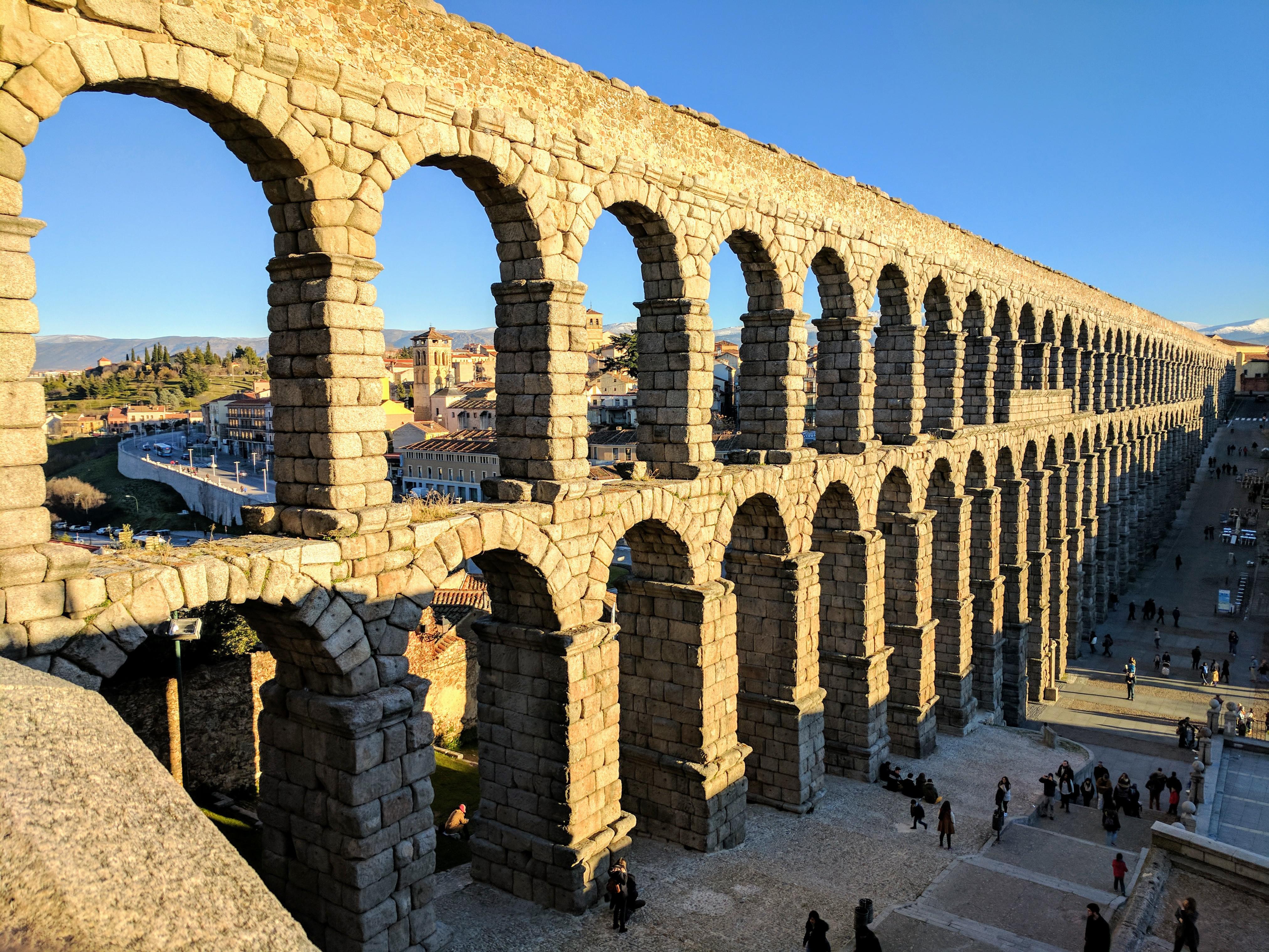 2,000 year old roman aqueduct in segovia, spain (great day trip for those going to madrid!)