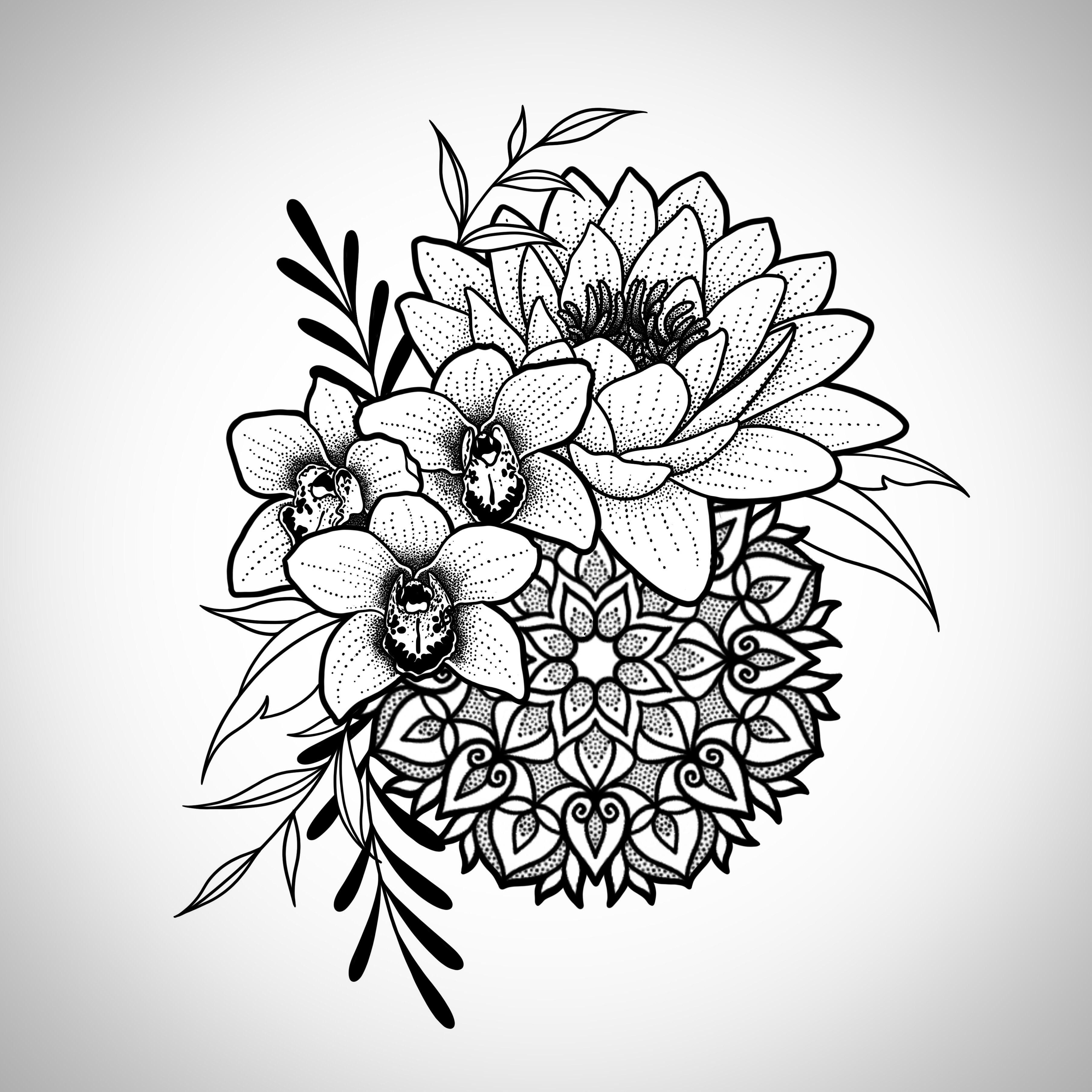 Floral Mandala Tattoo Design, Me, Digital Art, 2021 : R/Art 3613_x_3613_jpg
