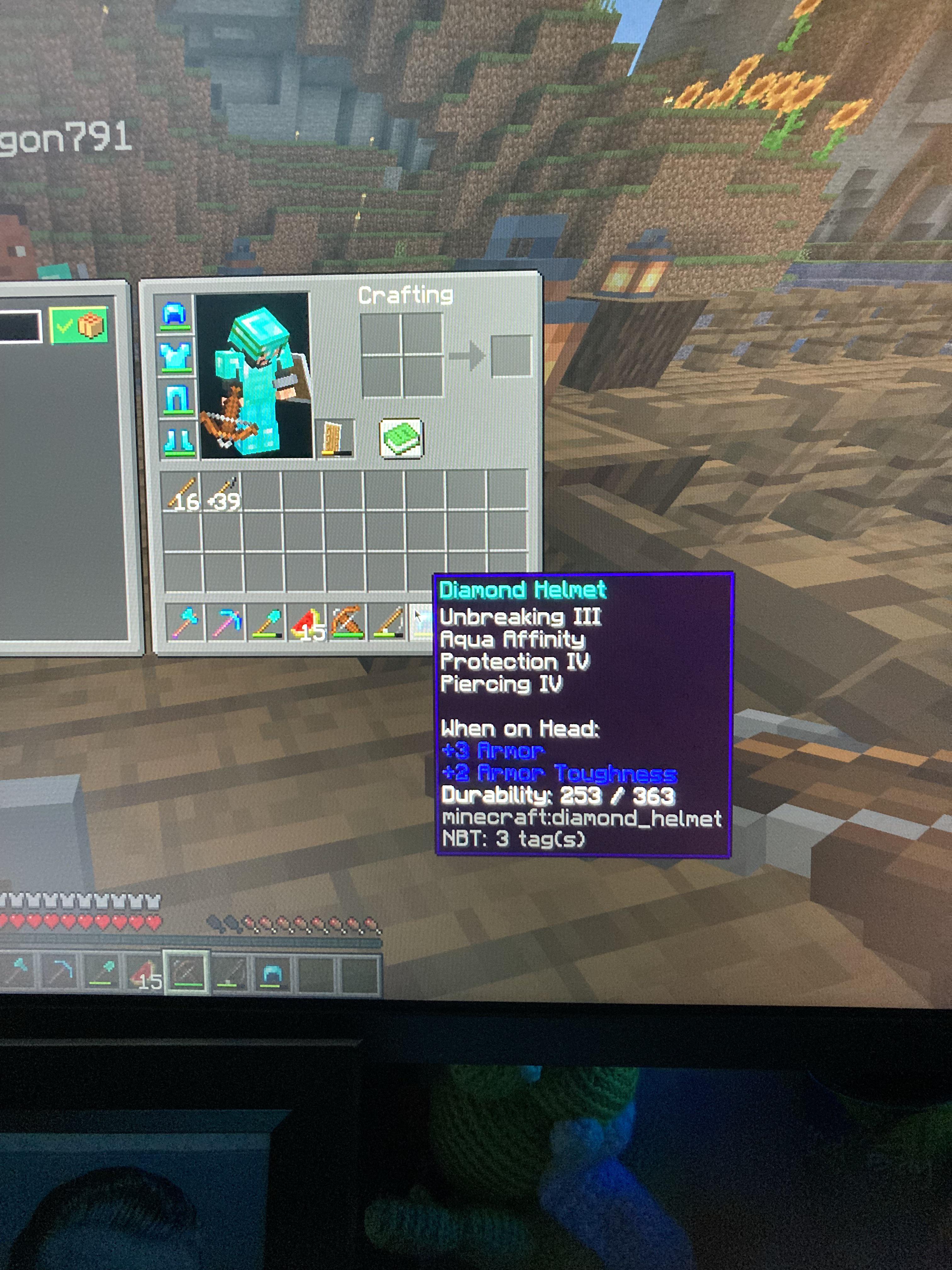 Can somebody explain how he got piercing on a helmet : rMinecraft