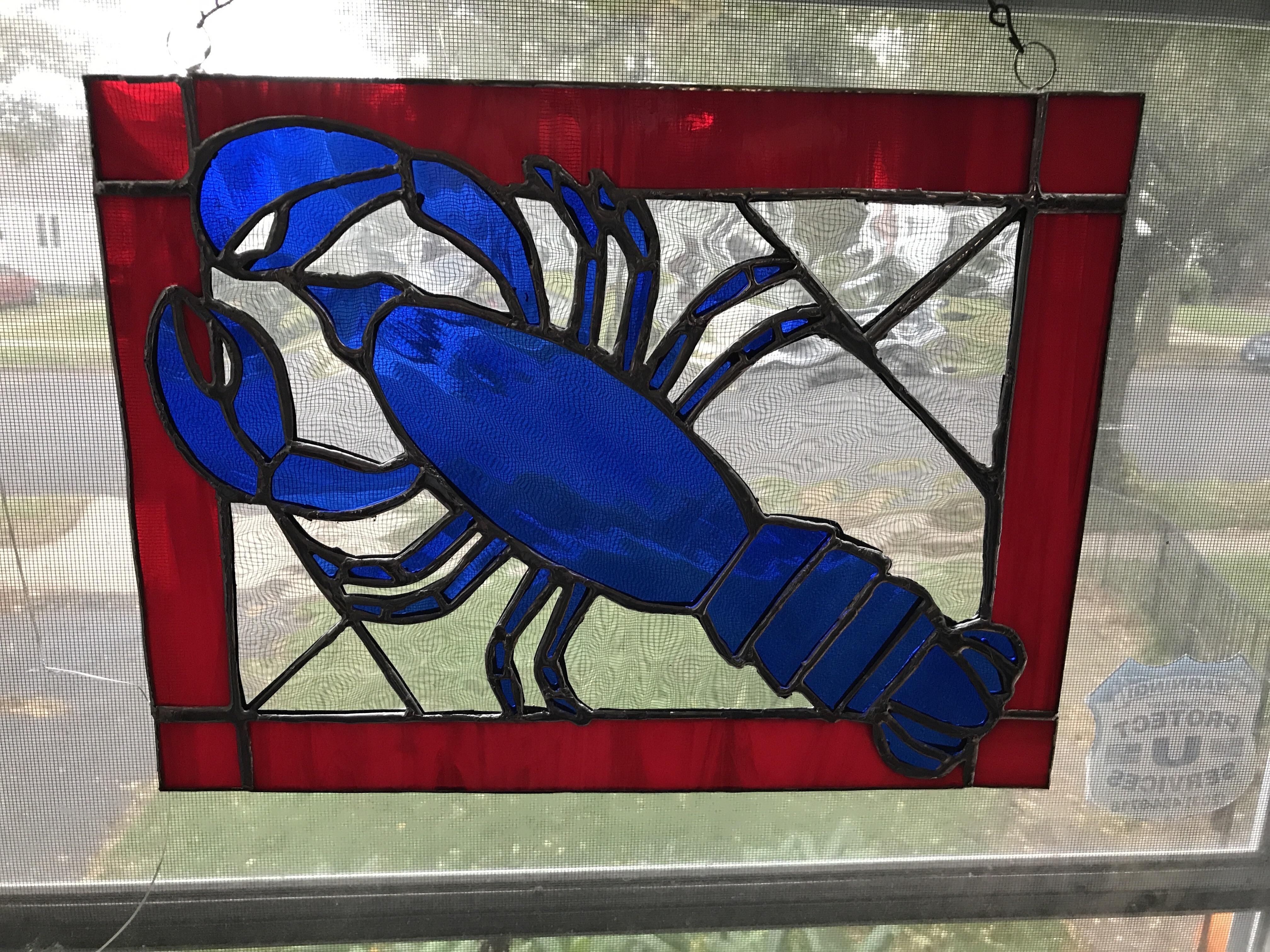How to properly stain glass: I Needed A New Hobby So I Set Up A Stained Glass Workshop In My Basement It S Far From Perfect But Here S My First Piece A Blue Lobster R Pics