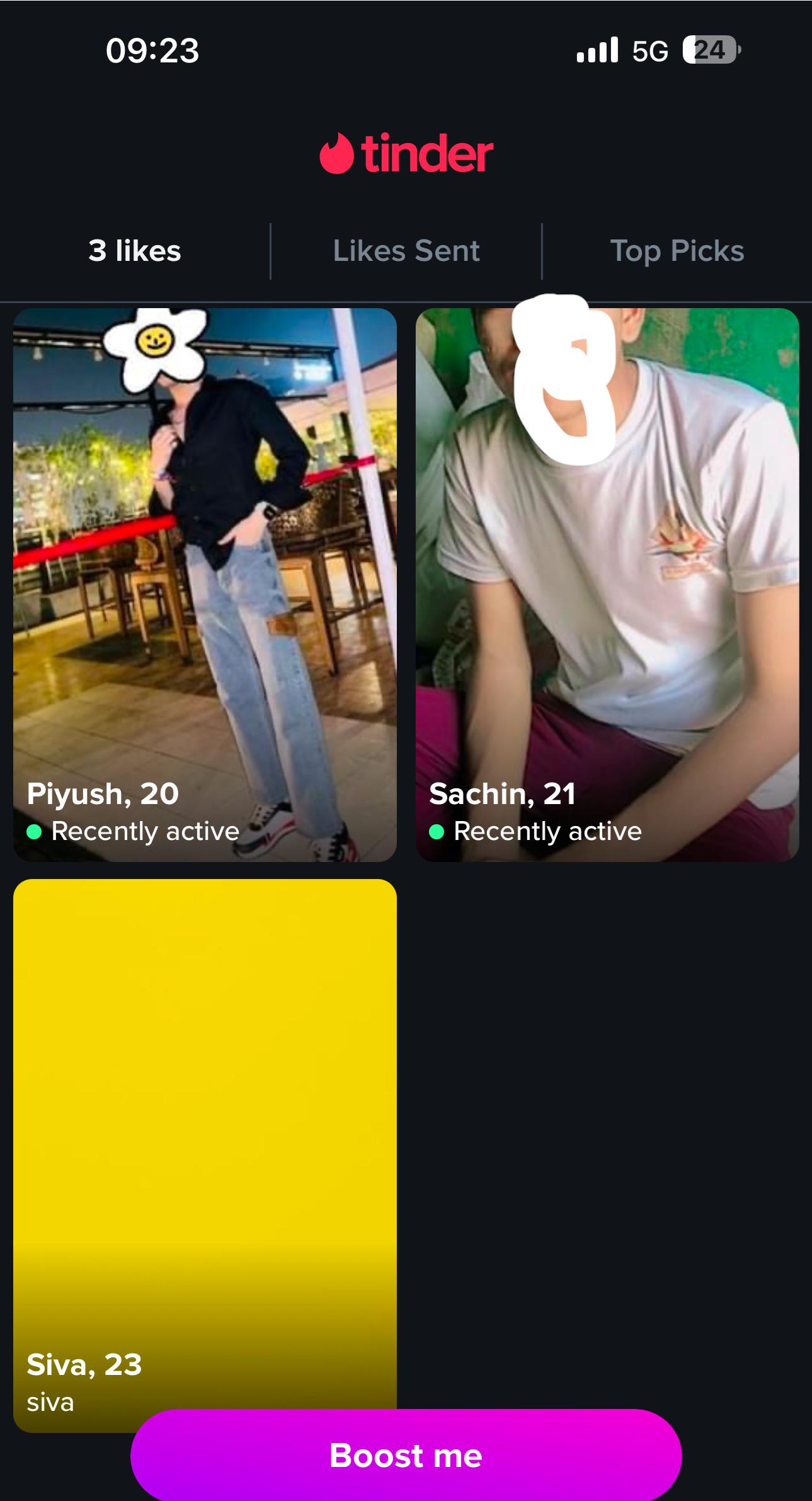 I set up my Tinder profile just yesterday, and to my surprise, I got three  matches. I was honestly shocked and thought, What girl on earth would swipe  right on me? Lol.