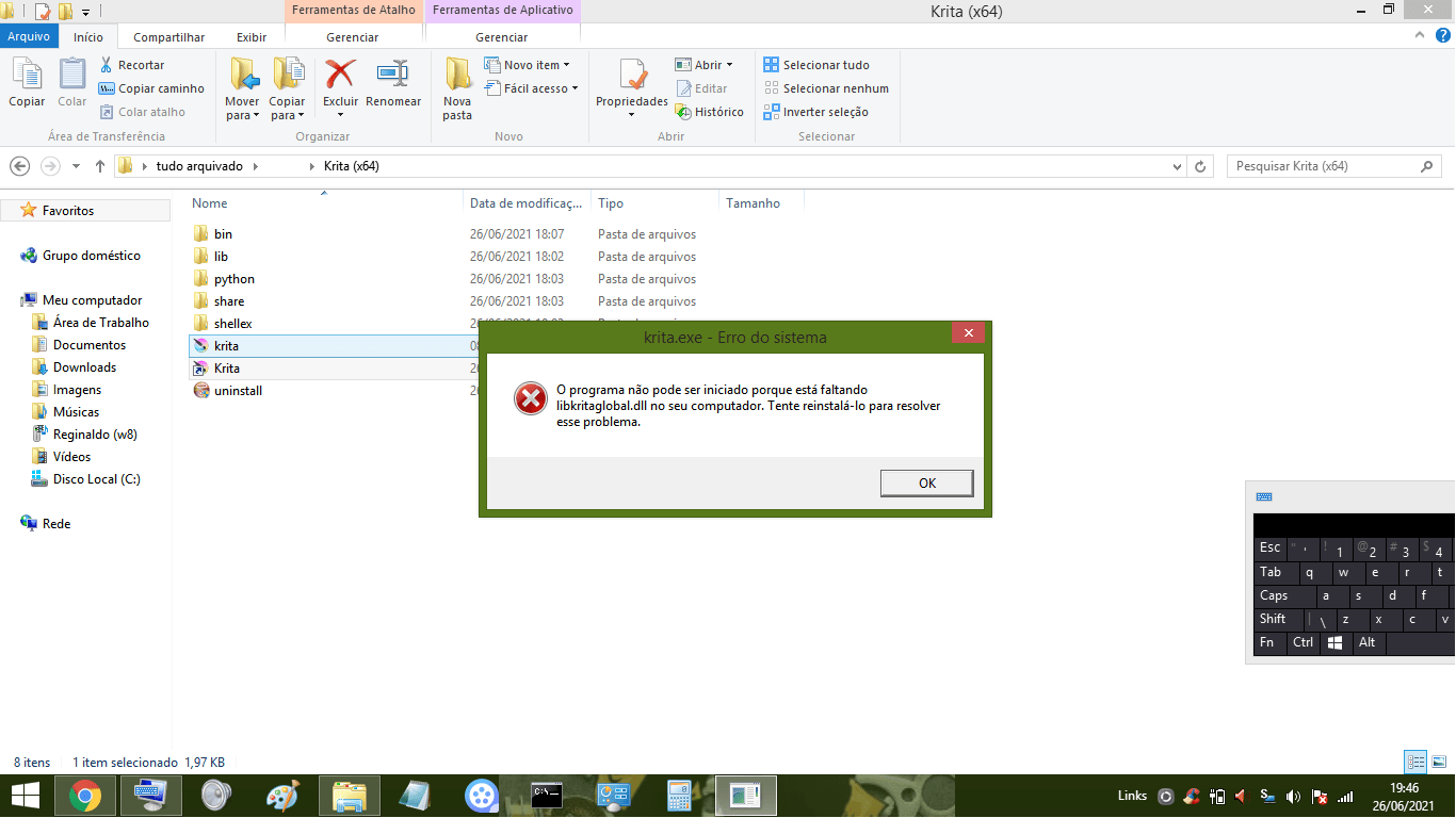 The Program Cant Be Initiated Because Its Lacking Libkritaglobal Dll In Your Computer Try To Re Install It To Solve This Problem I Already Re Instaled But It Keeps Happening How Do
