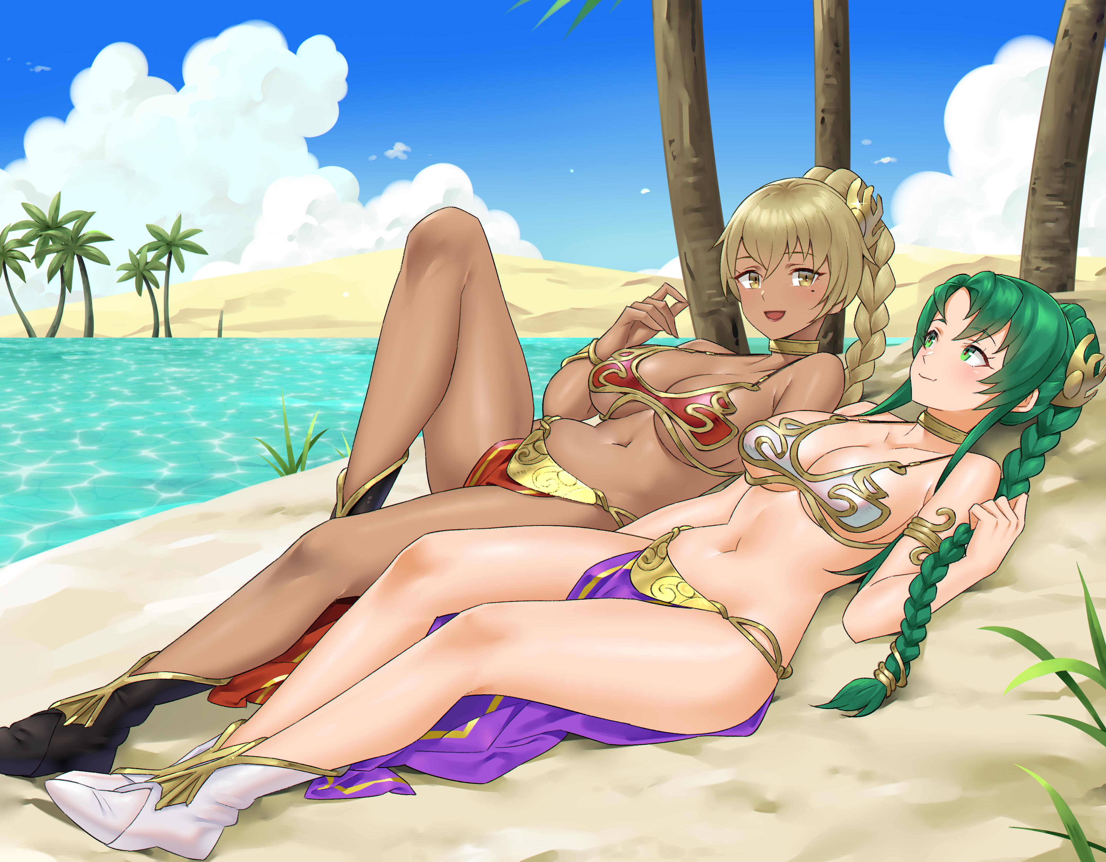Igrene and Cecilia lounging in the Nabata Desert (Redkite) :  rFire_Emblem_R34