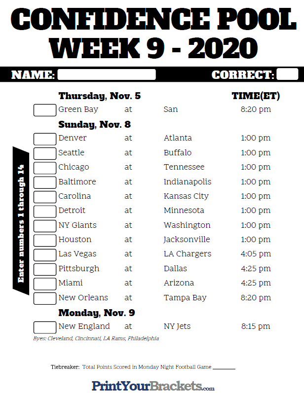 Week 1, week 2, week 3, week 4, week 5, week 6, week 7, week 8, week 9, week 10, week 11, week 12, week 13, week 14, week 15 . Nfl Week 9 Picks Espn Sports Journalism Sports R Espn