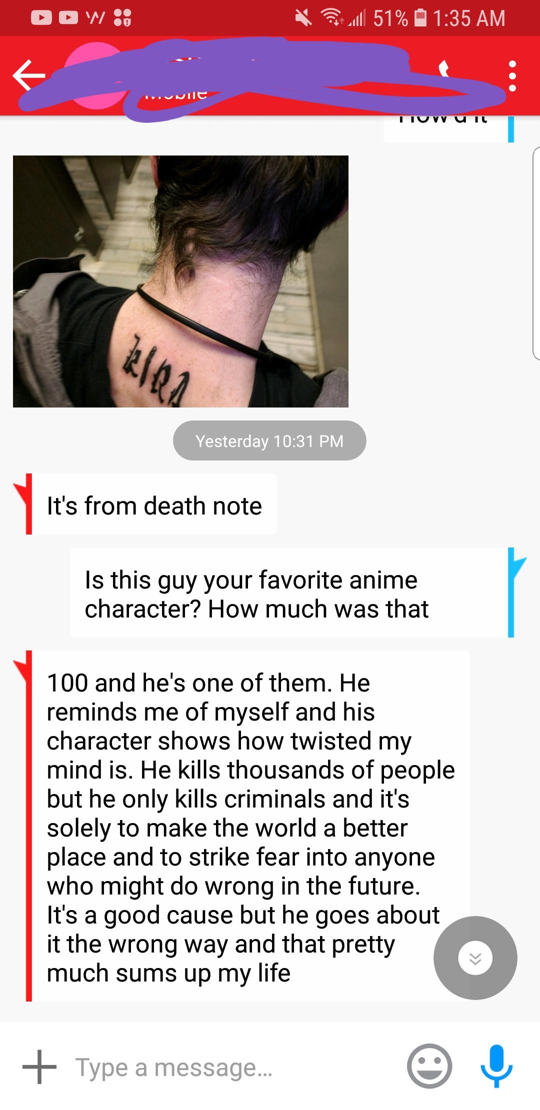 My Friend Got A Tattoo Of An Anime Characters Name I Don T Even Know How To Respond To Why Sadcringe