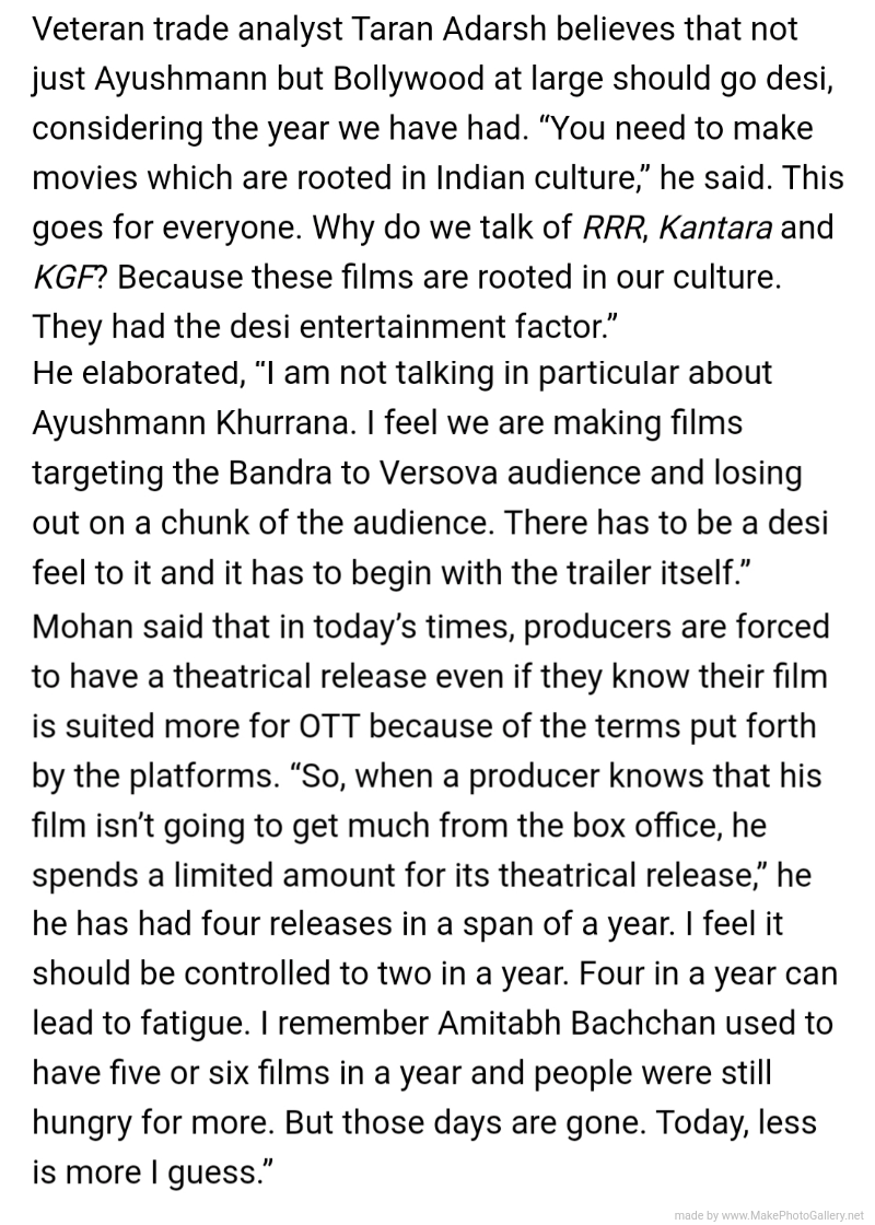 We should stop making films for Bandra to Versova audience: Taran Adarsh :  rBollyBlindsNGossip