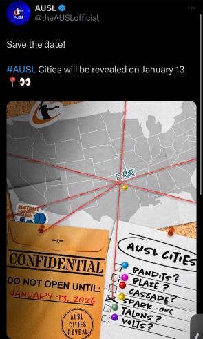 [AUSL] Cities will be revealed on January 13.