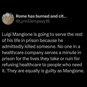 Luigi is going to prison, but not the insurance execs that are just as guilty.