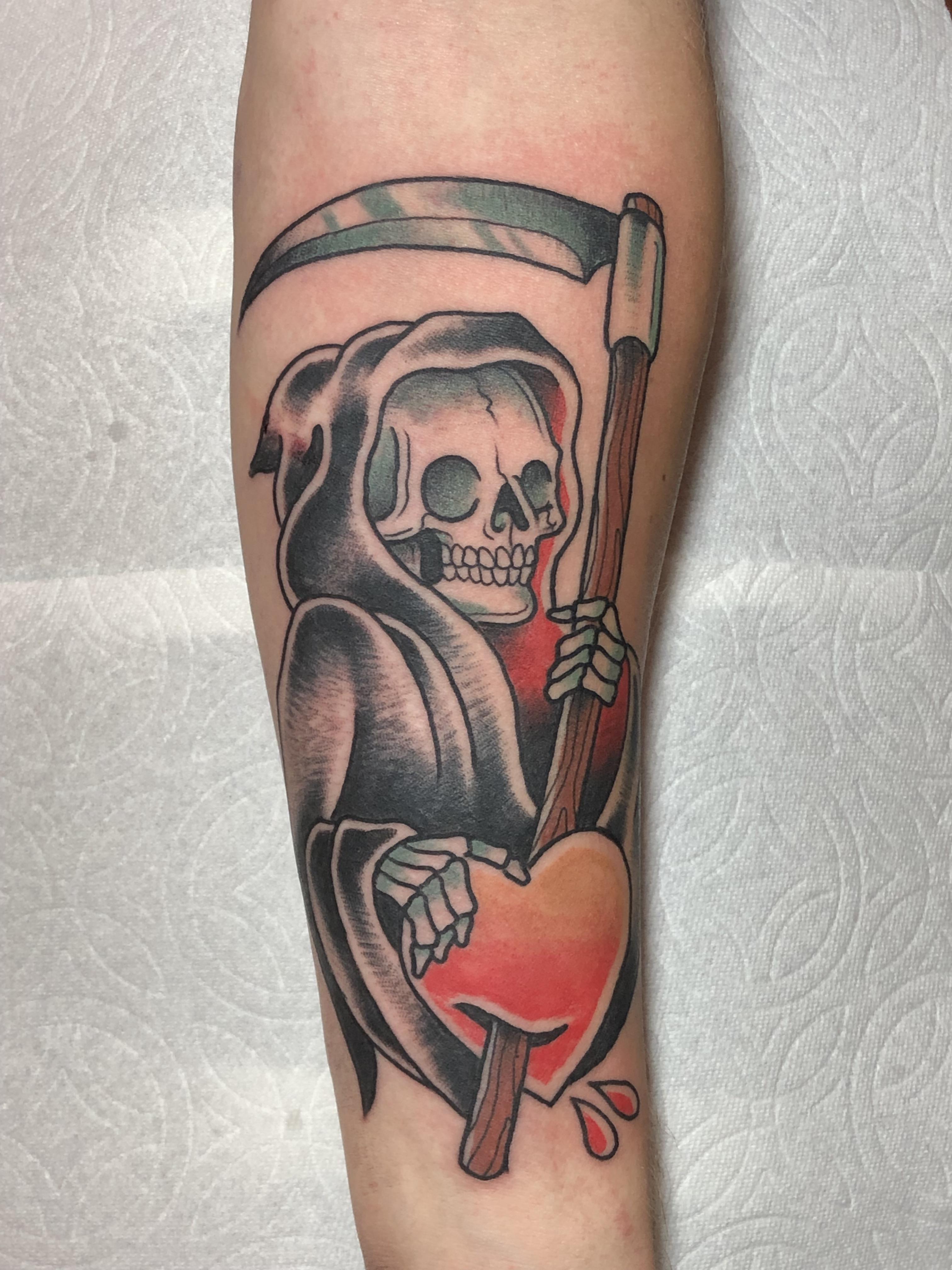Forearm Reaper By Kc Lange At X Tattoo Bellingham Wa Traditionaltattoos