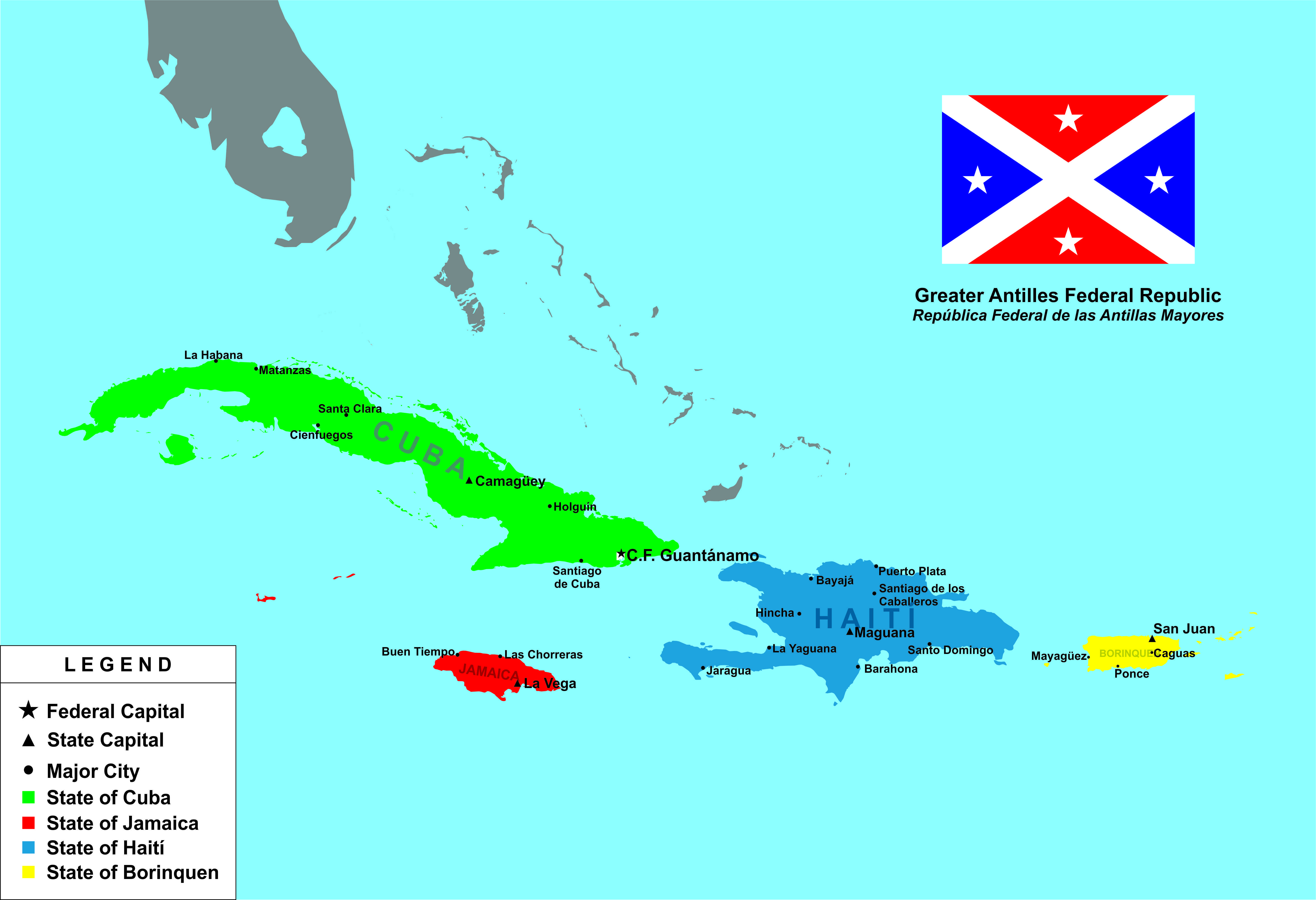 Greater antilles map