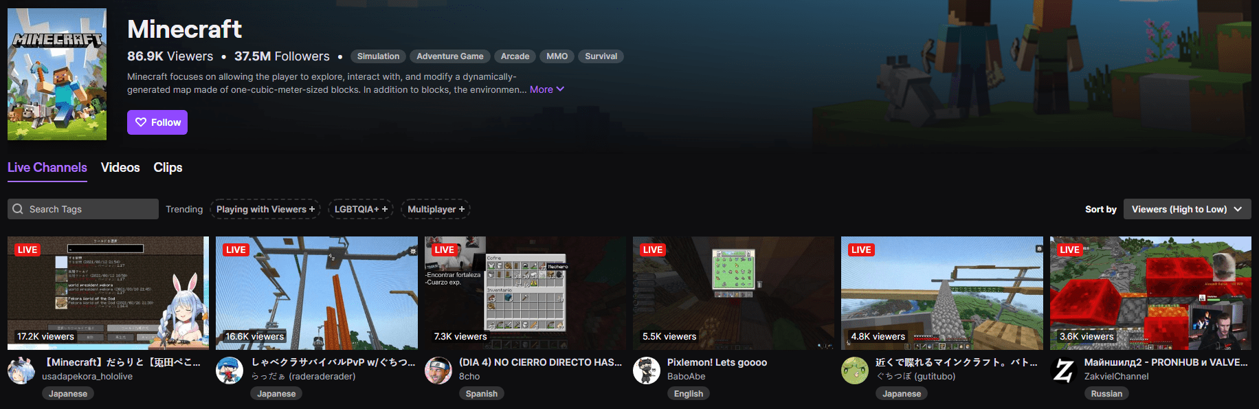 Pekora Is The 1 Minecraft Streamer On Twitch Right Now : rHololive