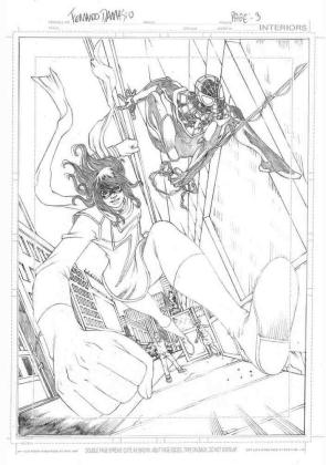 Miles Morales and Kamala Khan, old page, traditional art, Fernando Damasio