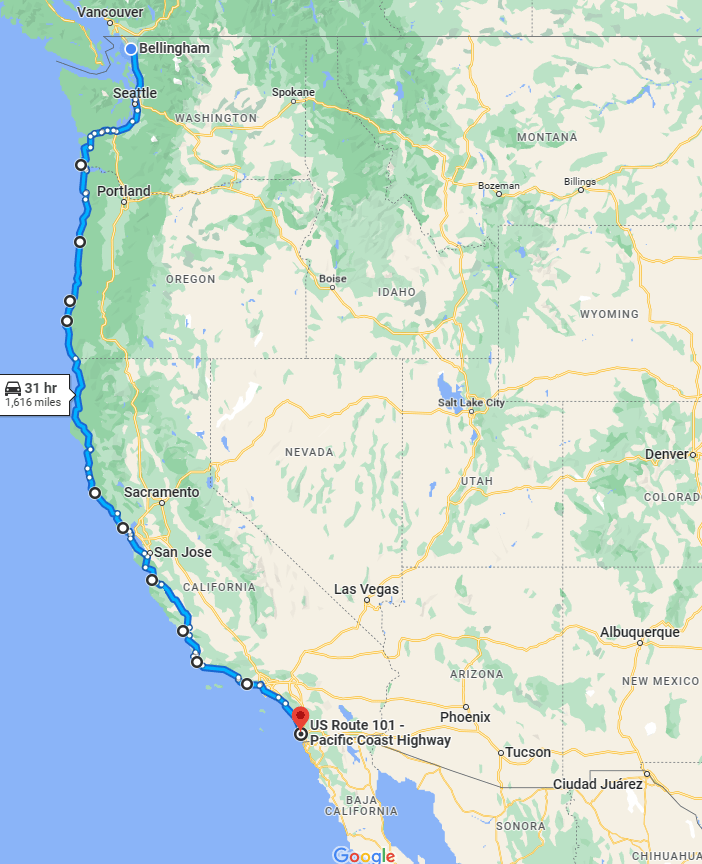 Highway 101 California Map New Hiking Map Of Highway 1 Digs 