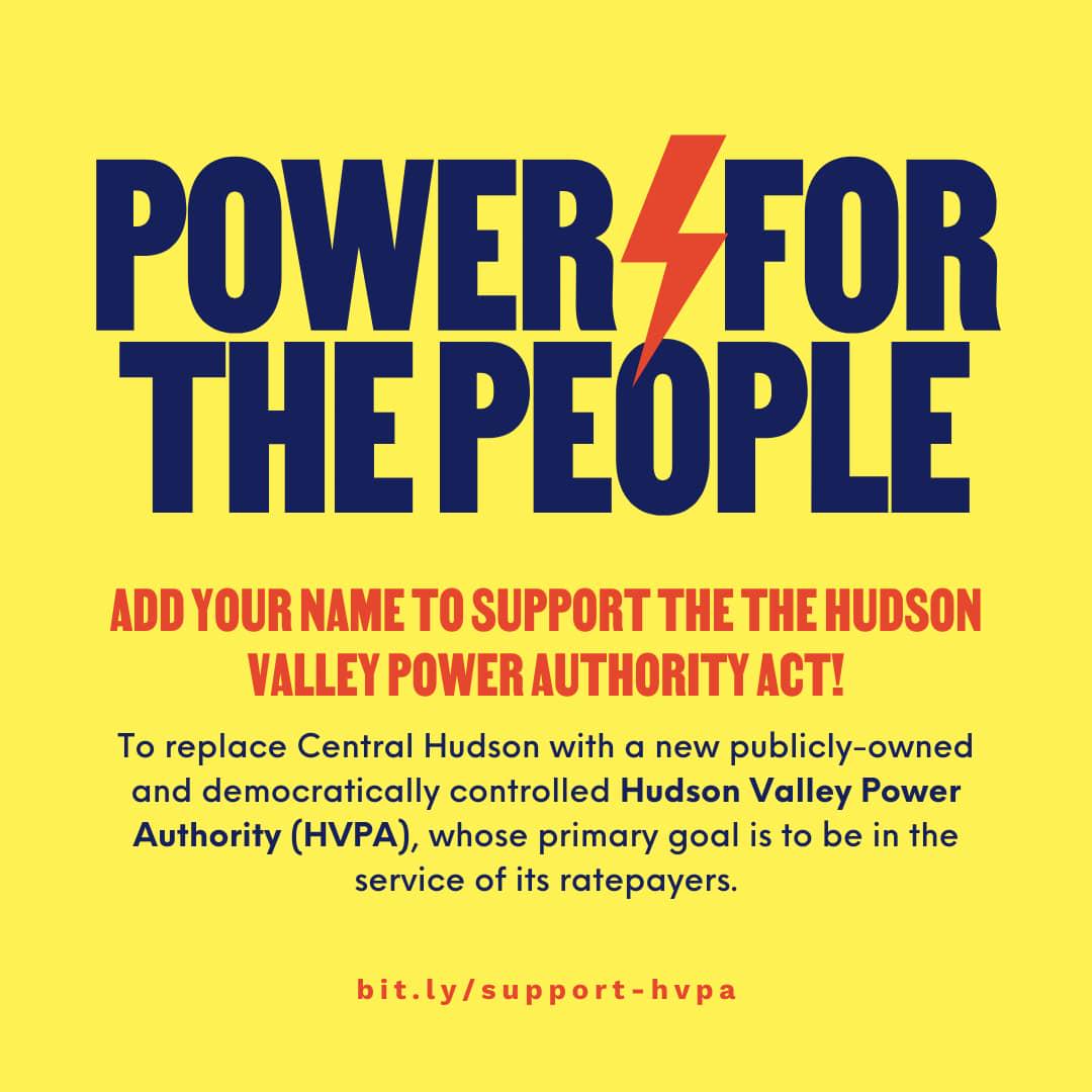 When corporate monopolies like Central Hudson run the energy system,  working class ratepayers pay for the profit margin and the high cost of  operation—with no community benefits in return! HudsonValleyForPublicPower  Join us