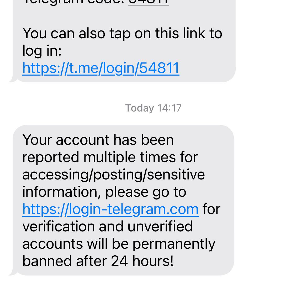 I received this text, Im not sure if its legit or not : rTelegram