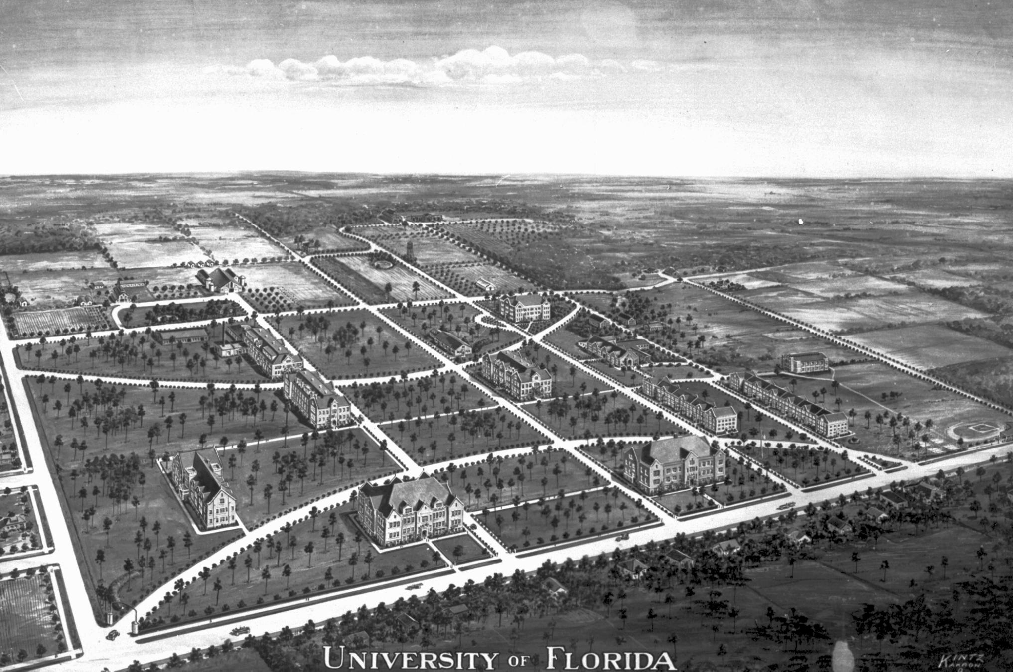 A 1916 Aerial Map Of The University Of Florida In Gainesville Florida 