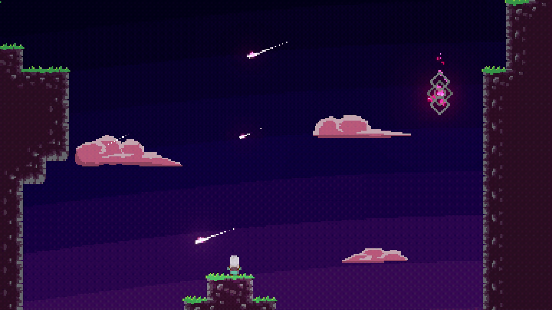 Heres a meteor Shower gif from a game Ive been developing called Aleyas  Ascent. : rPixelArt