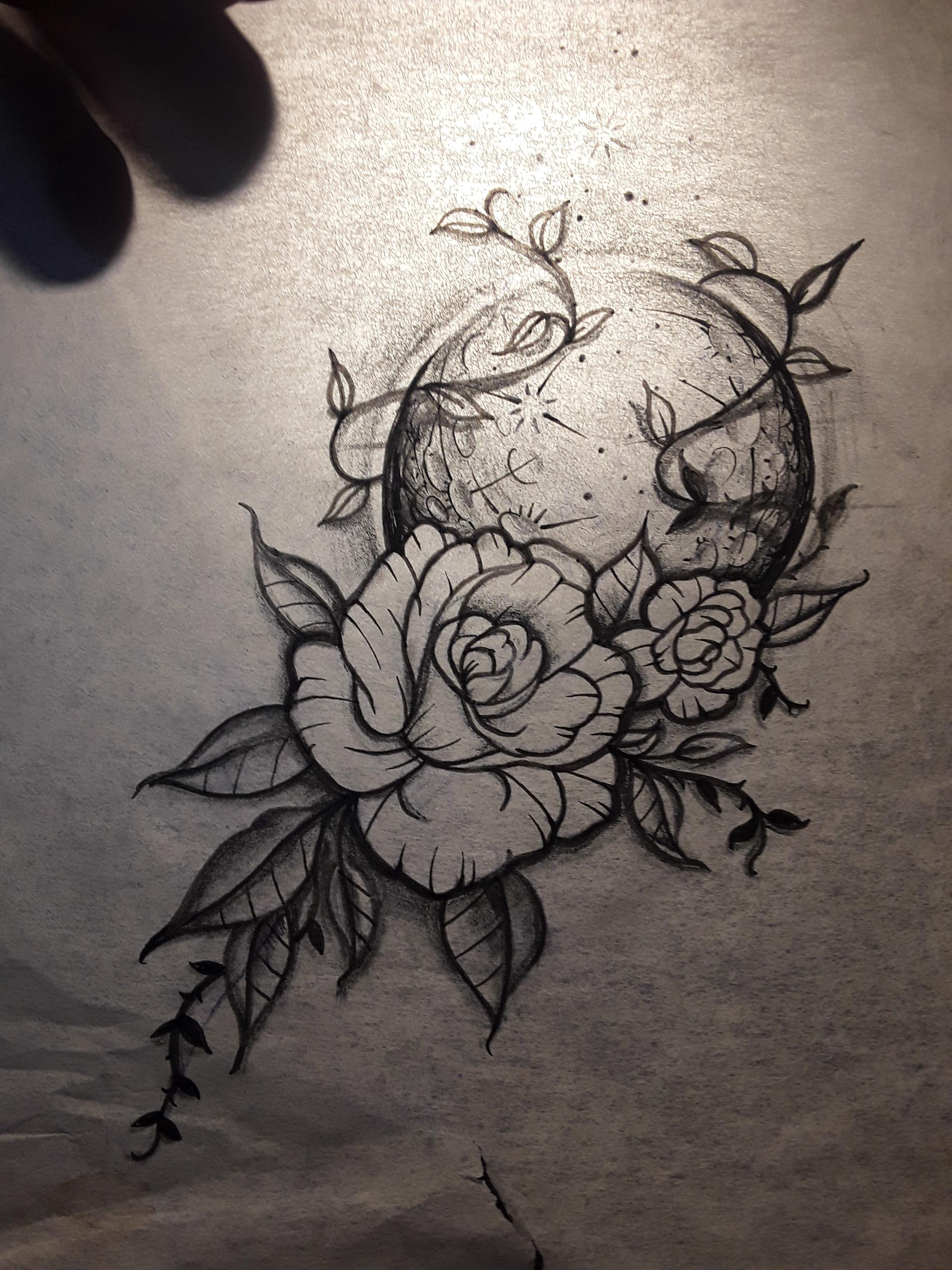 Black Grey Moon Rose Tattoo Design Wwc 19 Tattoodesigns